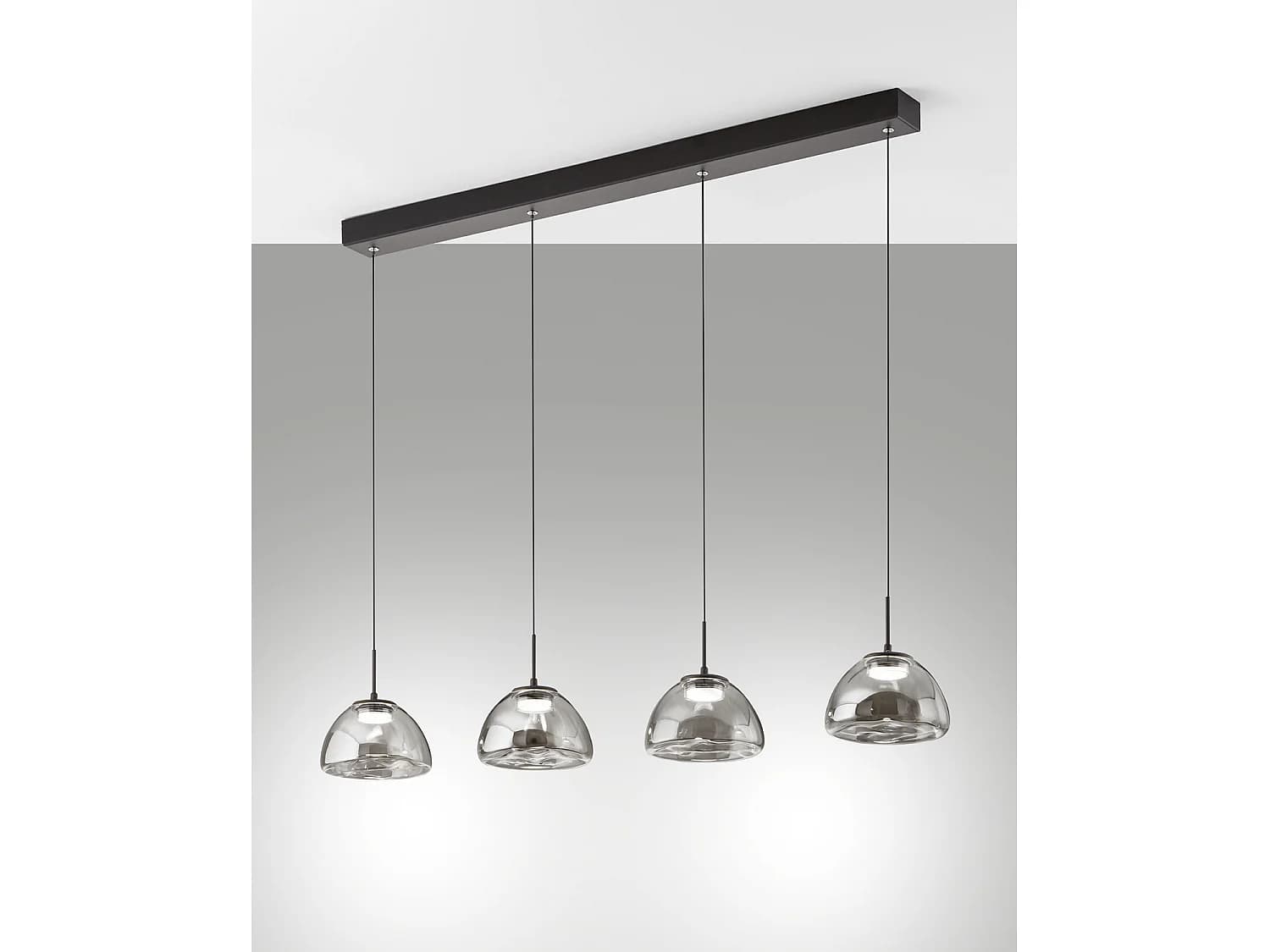 Suspension Lucille Fumé 28W Led, 2700-4000K, Structure En Métal Et Verre Borosilicate, Intensité Variable En Continu - 87 X 6 X 200 Cm
