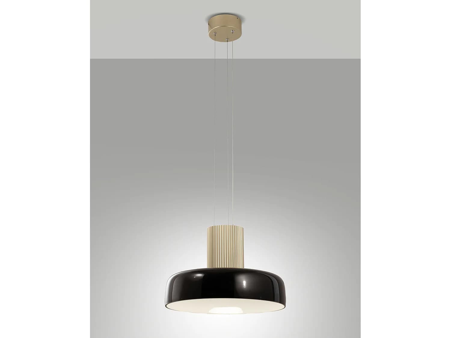 Suspension Led Lunar 26 W 3150 Lm Cct 2700 K/3000 K/4000 K, Structure En Métal Et Verre Soufflé, Intensité Variable Par Paliers, Noir - Lunar