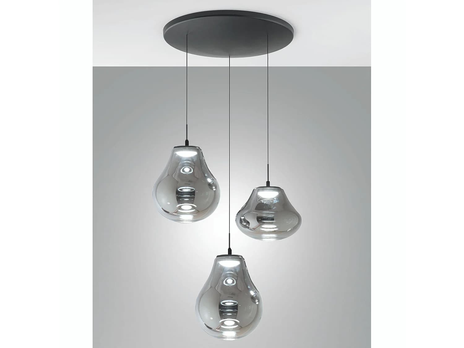 Suspension Deva Ø500Mm, Led 42W, 4530Lm, 2700K/3000K/4000K, Réglable, Structure En Métal Et Verre Borosilicate Fumé, Design Moderne Élégant - Deva