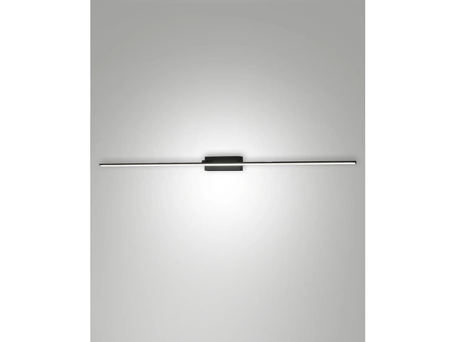 Applique Murale Led Intégrée Nala 20 W 2460 Lm Ip44 3000 K Blanc Chaud, Structure En Métal Et Méthacrylate, Couleur Noire, Design Moderne, 109,5 Cm