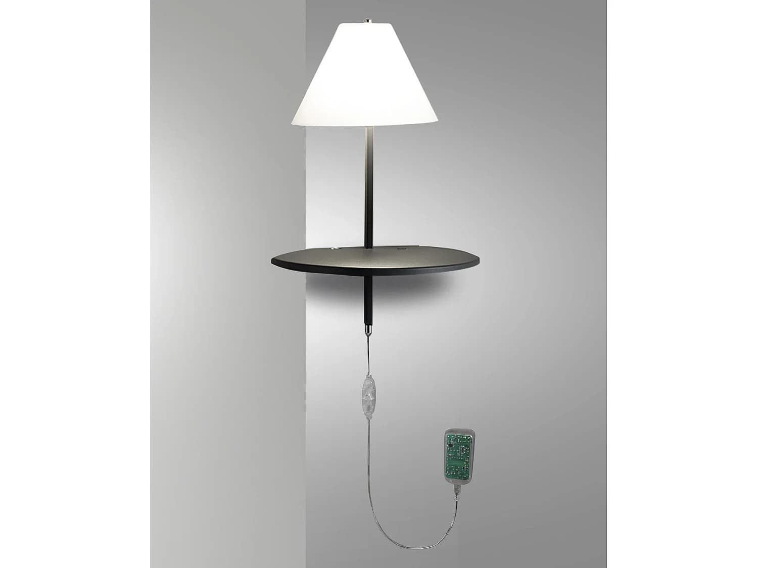 Applique Murale Goodnight En Métal Et Verre Soufflé, Couleur Anthracite, Led 8 W 3000 K, Classe D'Isolation 2, Variateur À Bouton-Poussoir