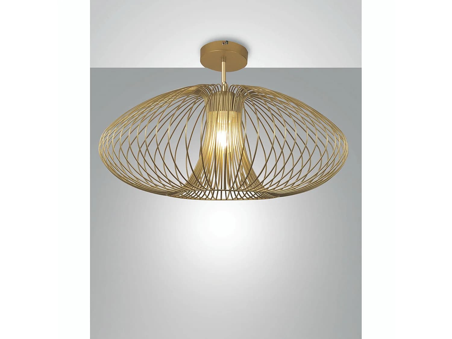 Plafonnier Fassa Ø60Cm En Métal Doré Mat, Douille E27 40W, Design Moderne Et Élégant Pour L'Éclairage Intérieur, Ip20 - Fassa