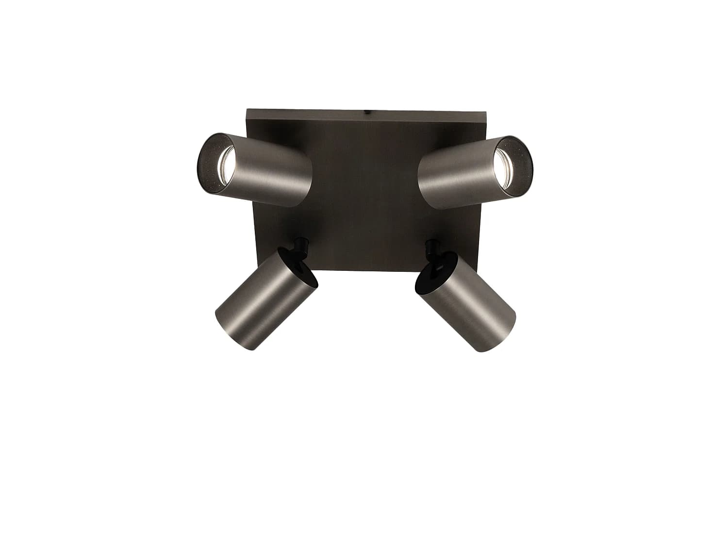 Plafonnier Flores 24X24Cm En Aluminium Gris Anthracite, 4 Ampoules Gu10 10W, Structure Moulée Sous Pression, Ip20, Classe 1, Design Moderne Compact