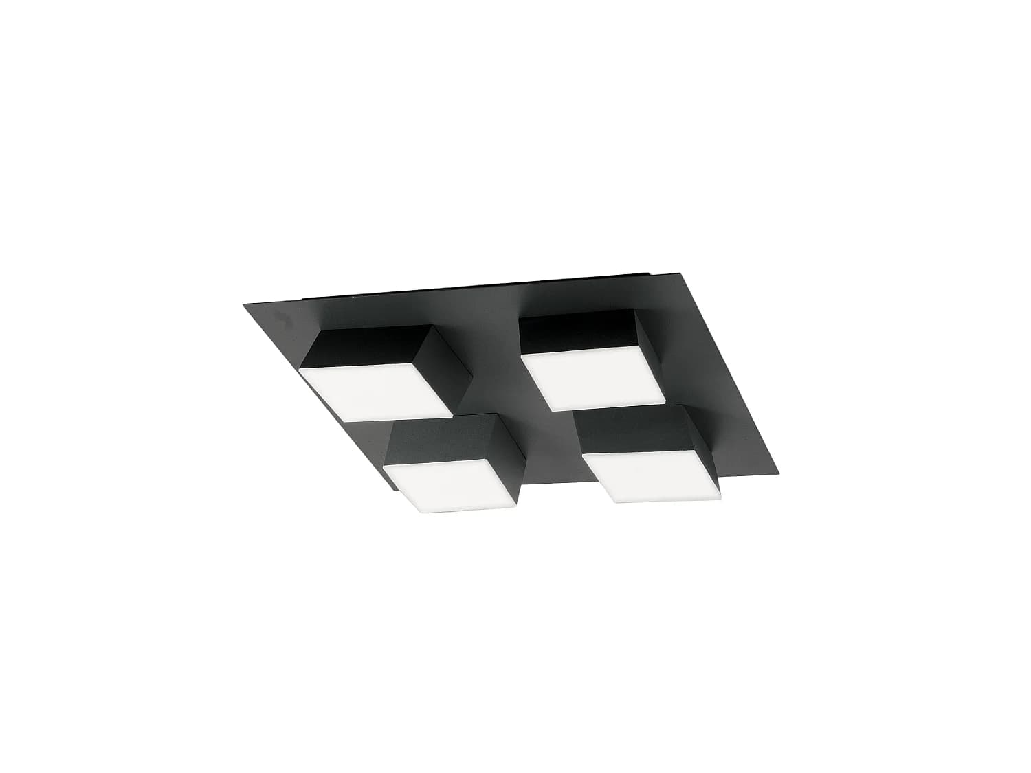 Plafonnier Led Carré Lucas 48 W 4160 Lm 3000 K Anthracite - Structure En Métal Et Méthacrylate, Dimmable Avec Coupure De Phase, Design Moderne Ip20