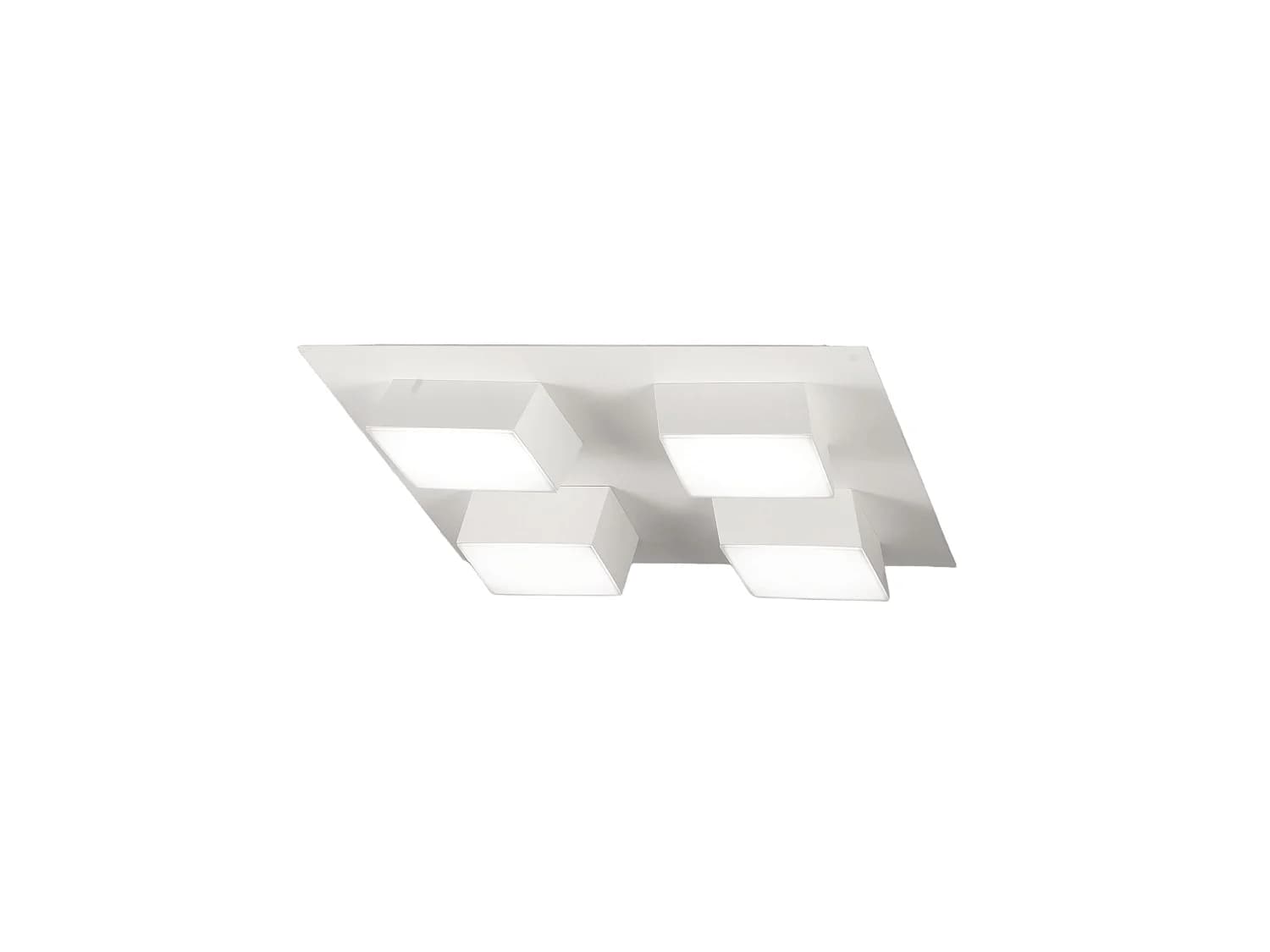 Plafonnier Led Carré Lucas 48 W 4160 Lm 3000 K Blanc - Structure Métal Et Méthacrylate, Intensité Variable, Coupure De Phase, Design Moderne Ip20
