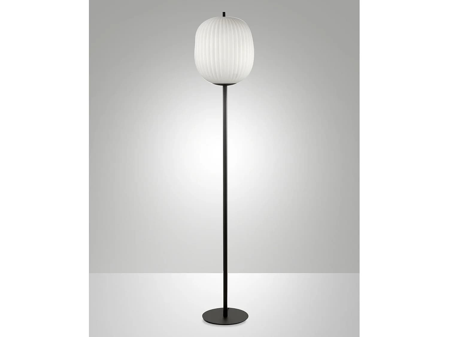 Lampadaire Domizia En Métal Et Verre Soufflé, Couleur Noire, Douille E27 40 W, Design Élégant Avec Variateur D'Intensité Lumineuse Inclus
