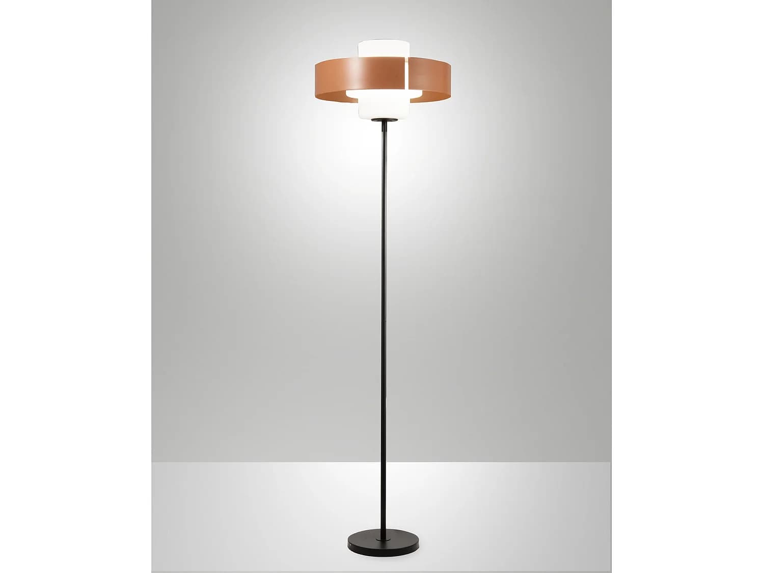 Lampadaire Loto 170 Cm En Métal Et Verre Soufflé, Couleur Brique, Douille E27 40 W, Design Élégant Avec Variateur - Loto