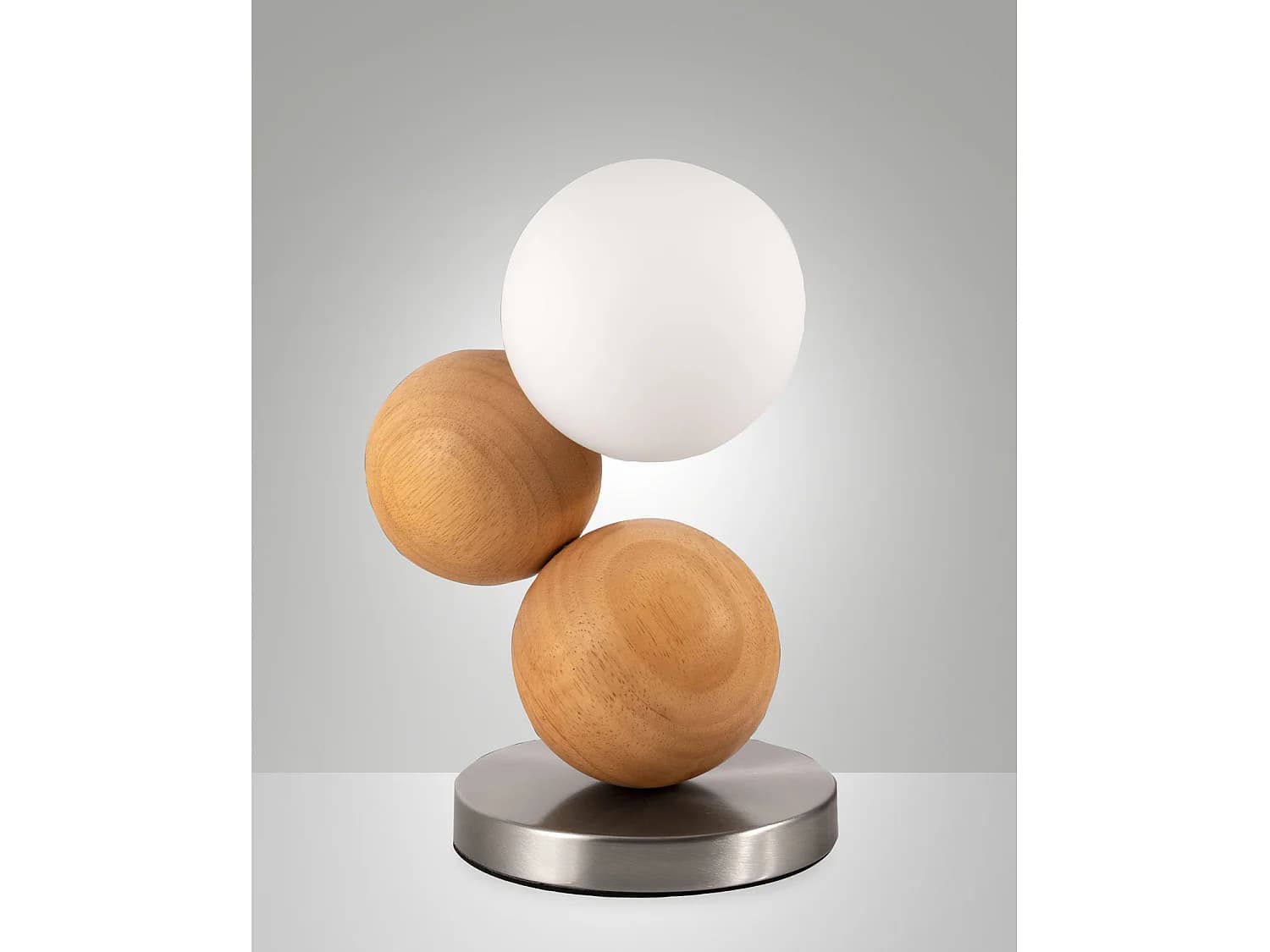 Lampe De Table Micky 23 Cm En Métal, Bois Et Verre Soufflé, Coloris Chêne, Variateur Tactile, Ampoule G9 20 W Incluse - Micky