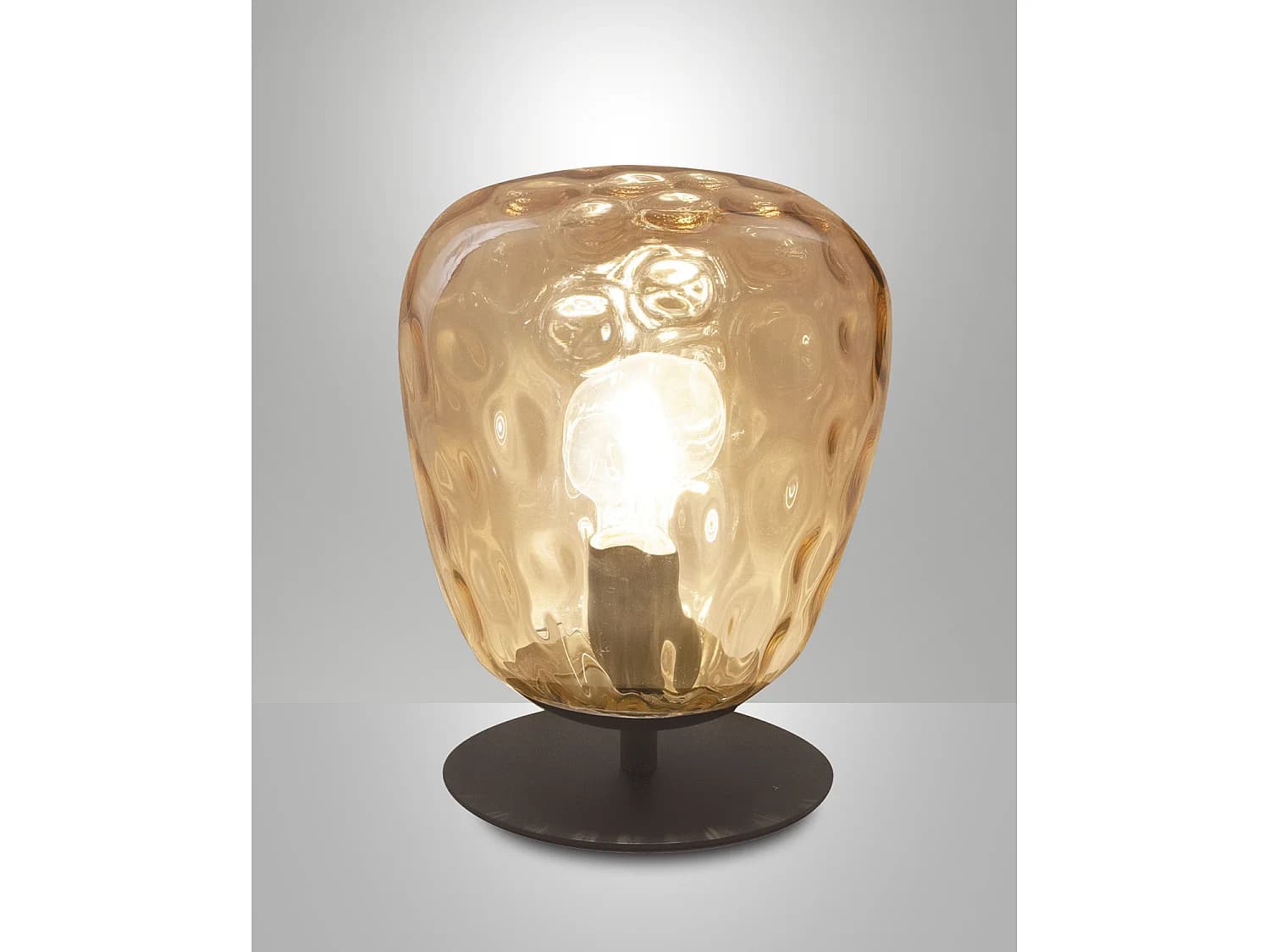 Lampe De Table Gisella En Verre Soufflé Et Métal Ambré E27 40W - Éclairage D'Intérieur Élégant Au Design Moderne Et Raffiné