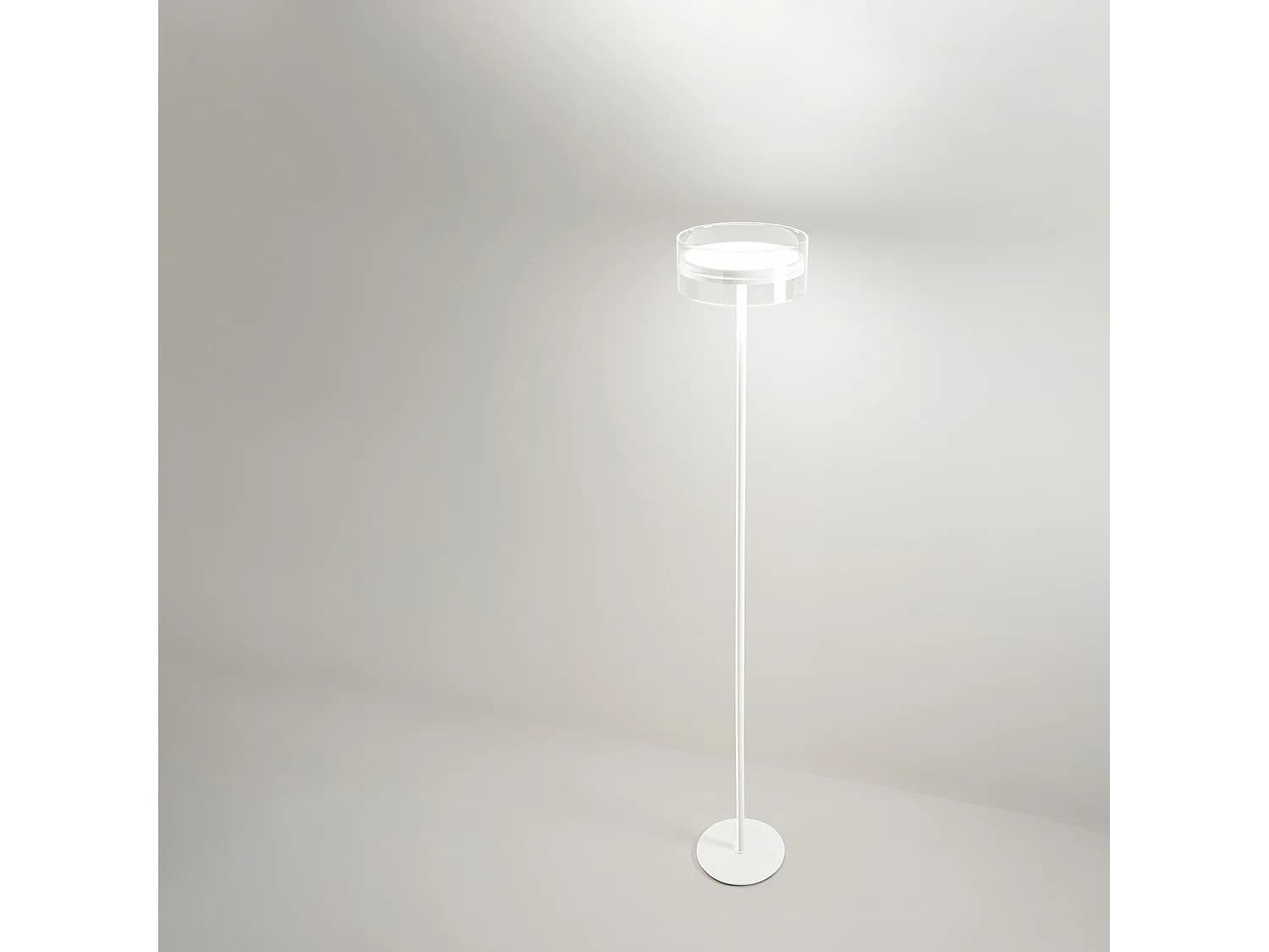 Lampadaire Led 20W Bi-Émission, Structure Métal Et Aluminium, Verre Borosilicaté, Finition Blanc Mat, Hauteur 180 Cm - Perenz, Design Moderne