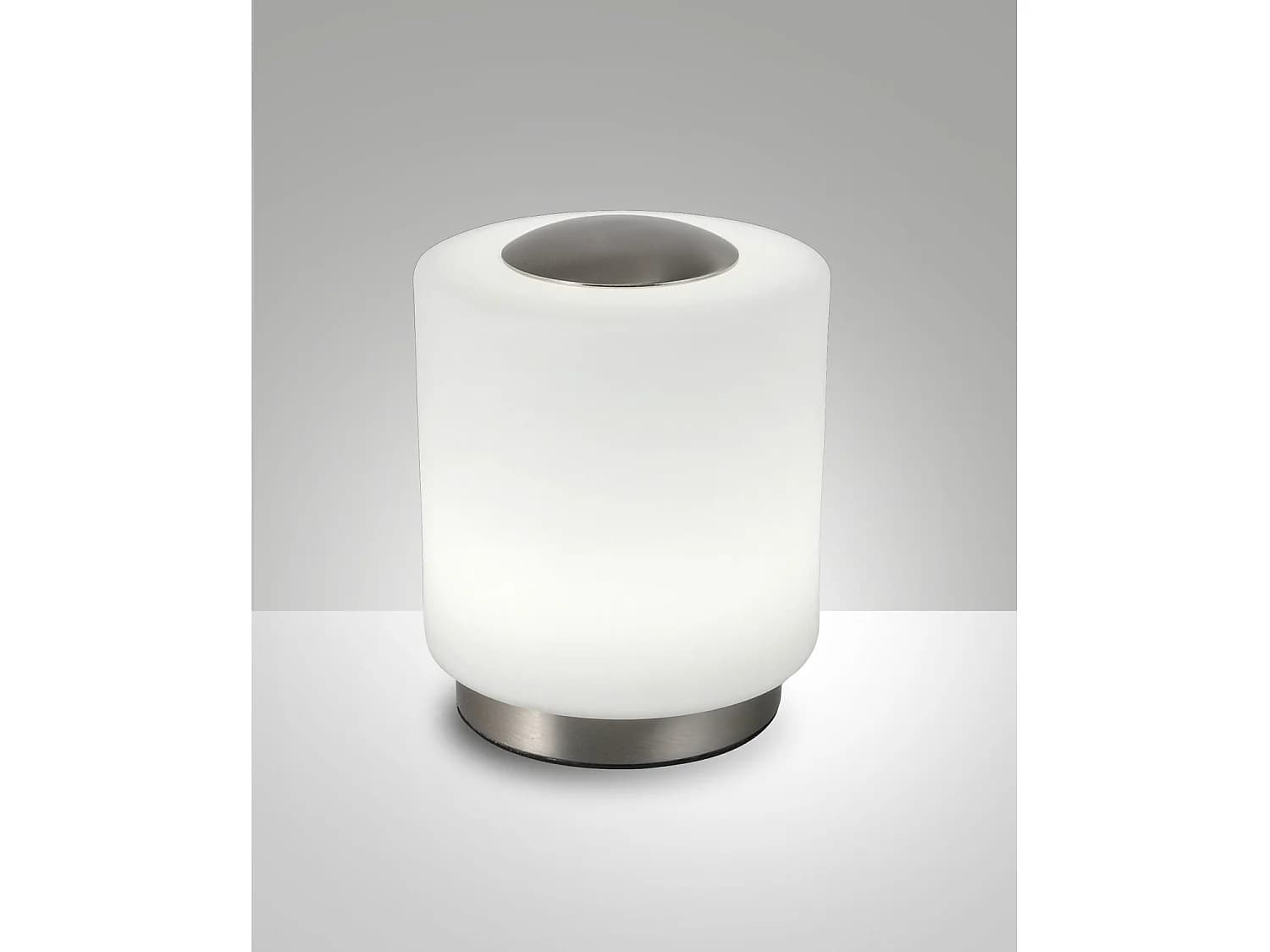 Lampe De Table Simi En Métal Nickelé Satiné Et Verre Soufflé Avec Led Intégrée De 8 W, 3000 K, Commande Tactile À Intensité Variable, Code 3257-30-178