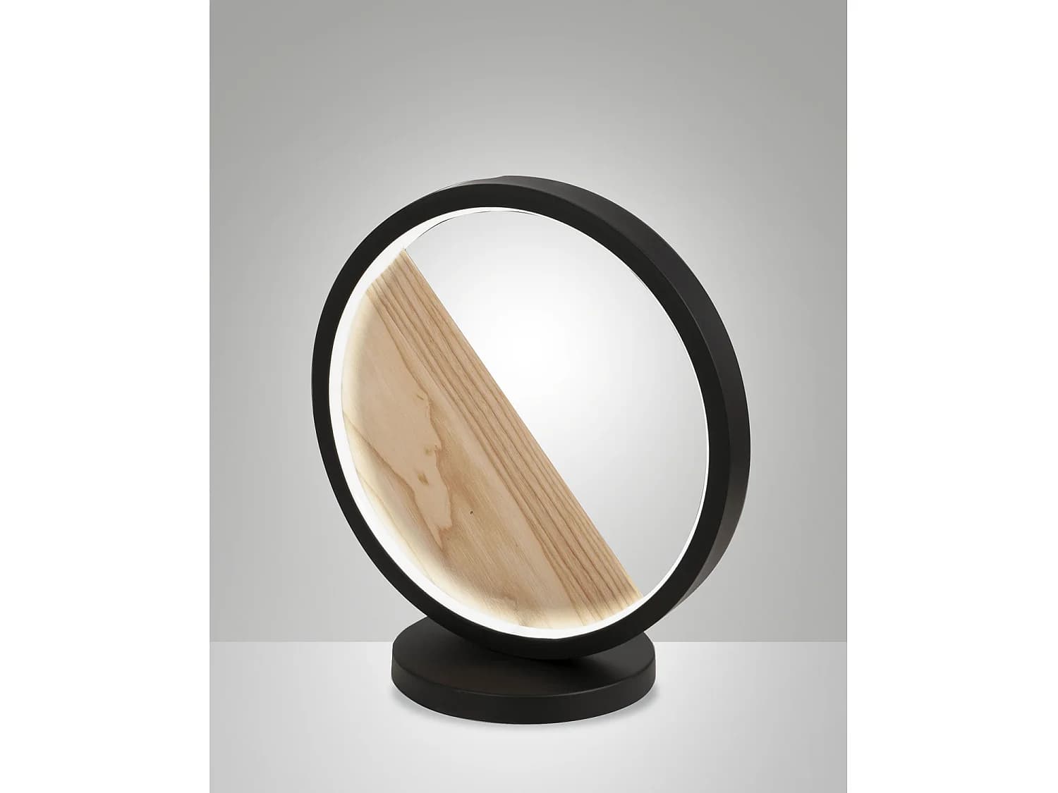 Lampe De Table Led Pierre 29 W 3160 Lm 3000 K Lumière Chaude, Structure En Métal Et Bois, Design Moderne, Couleur Noire, Classe D'Isolation 2