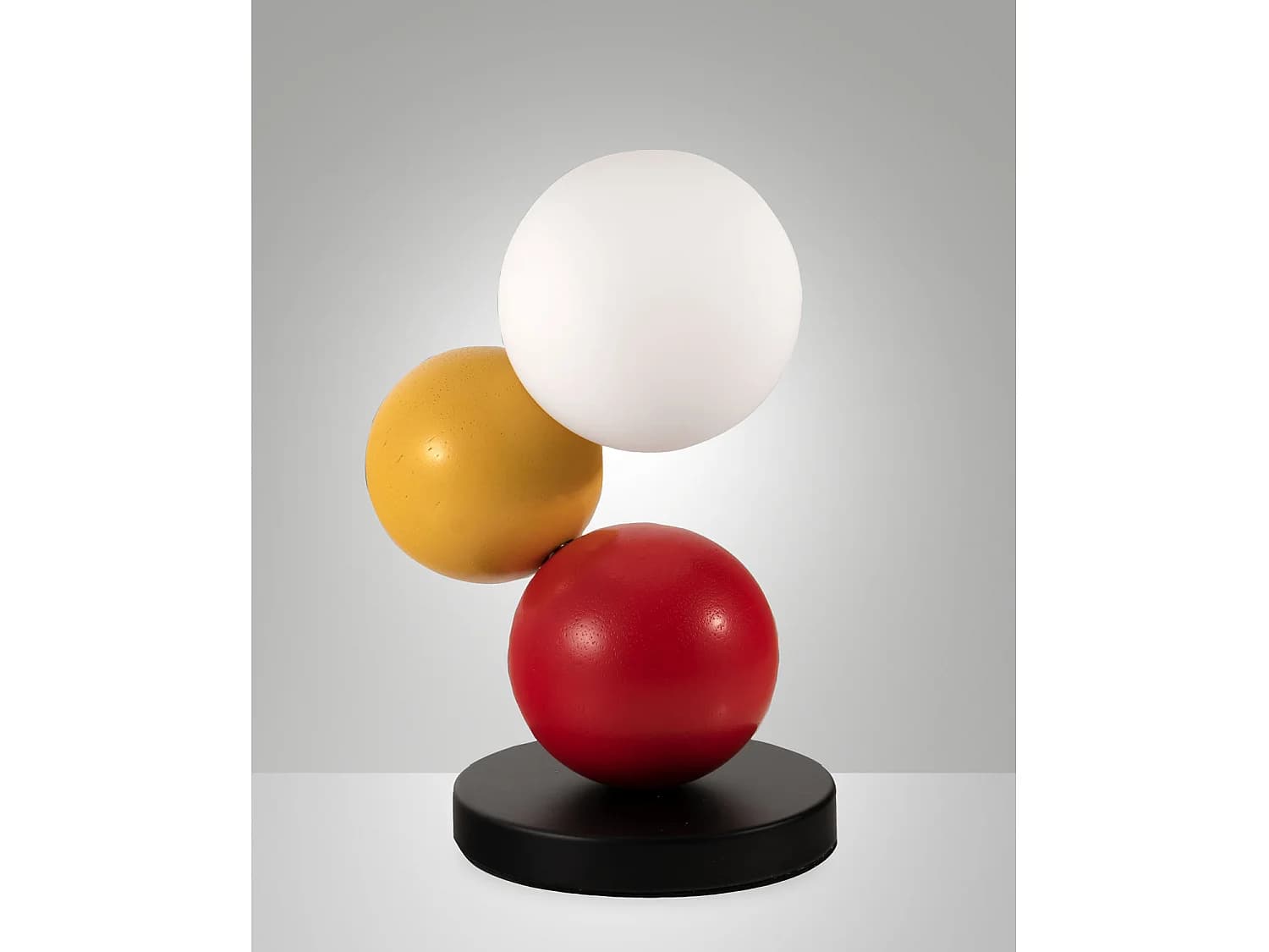 Lampe De Table Micky 23 Cm En Métal, Bois Et Verre Soufflé, Coloris Jaune/Rouge/Noir, Commande Tactile, Ampoule G9 20 W Incluse - Micky