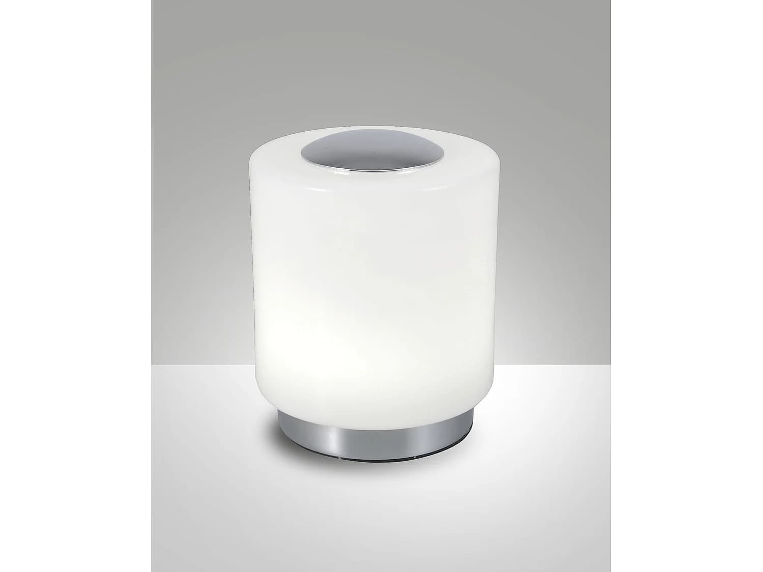 Lampe De Table Led Intégrée Simi, Structure En Métal Et Verre Soufflé Chromé, 8 W, Blanc Chaud 3000 K, À Intensité Variable Tactile, Code 3257-30-138
