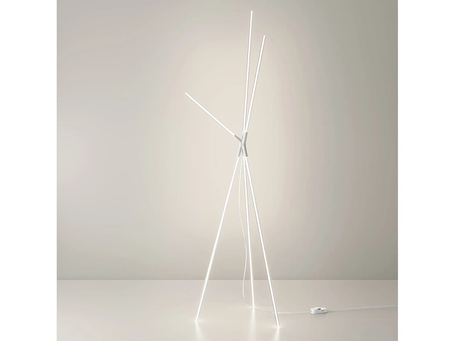 Lampadaire Led Design Brilliant, Trépied En Aluminium Blanc, Température De Couleur Réglable, 36W, Hauteur 191,7 Cm, Ip20, Série Scultorea