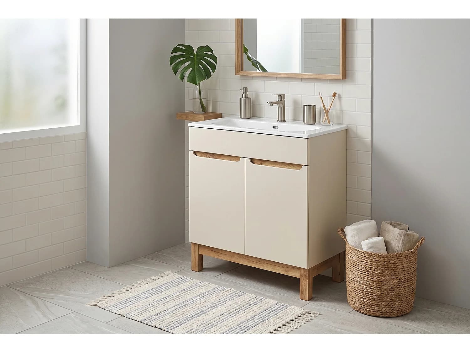 Ensemble de meubles de 80cm avec lavabo SKY - Bali Cashmere