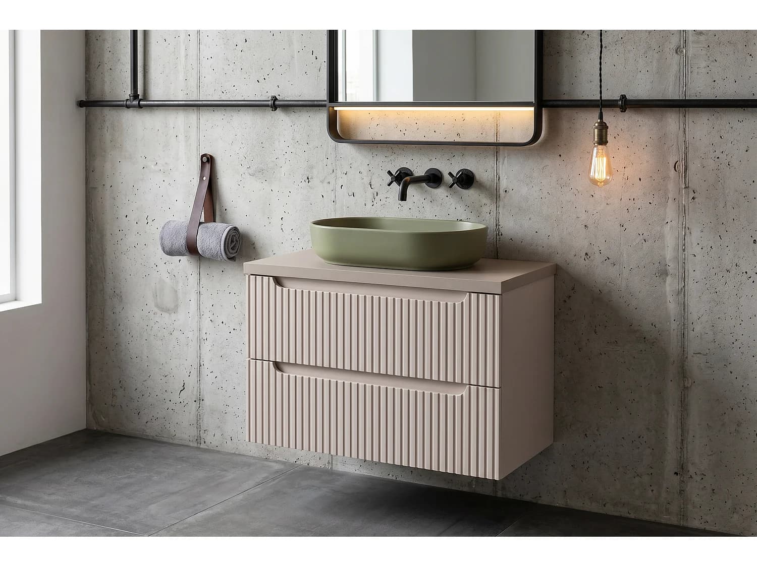 Meuble Prime avec lavabo de 80 cm et plan de travail