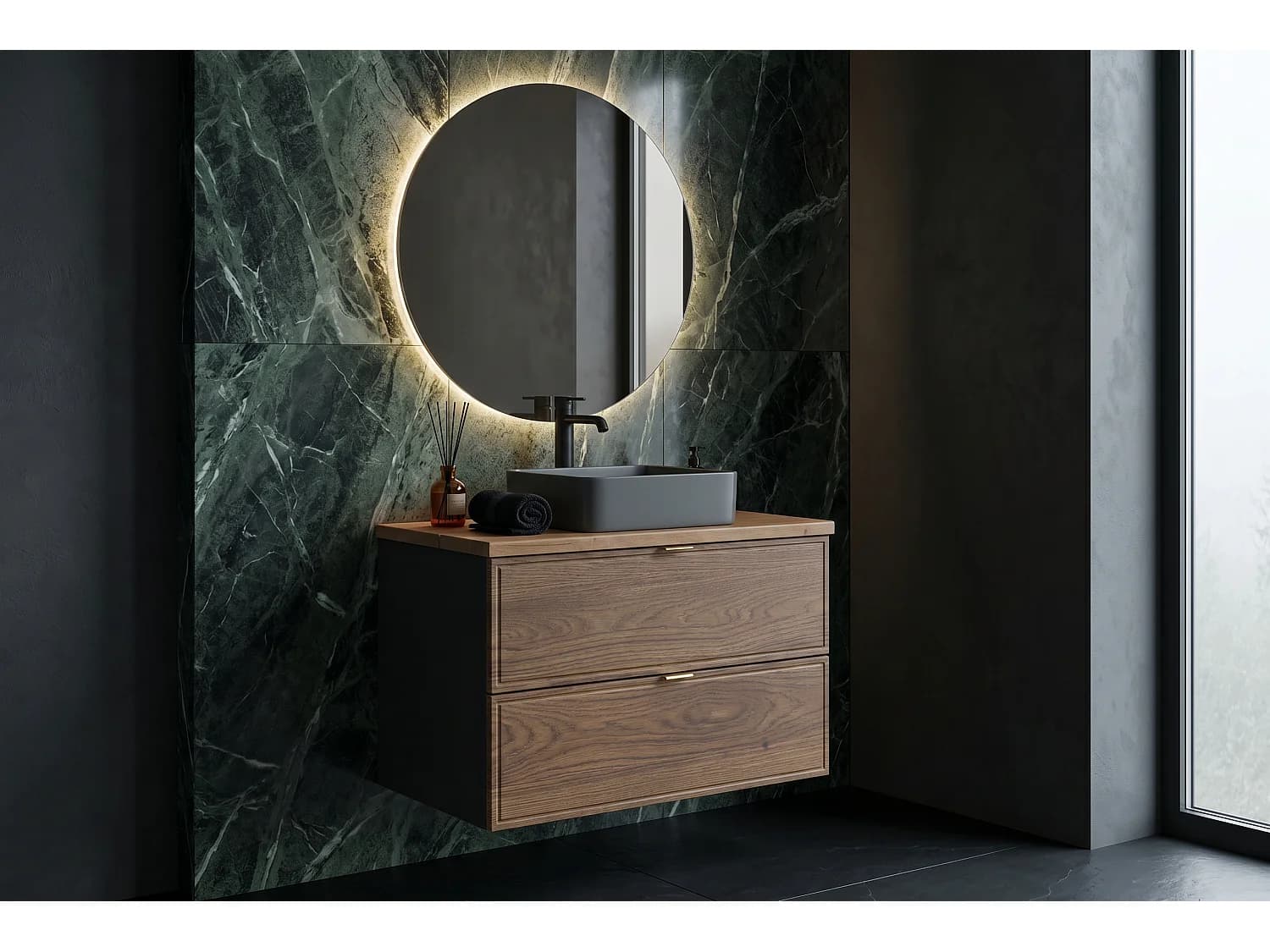 Meuble de salle de bain Dorian 60 cm avec vasque à poser et plan de travail