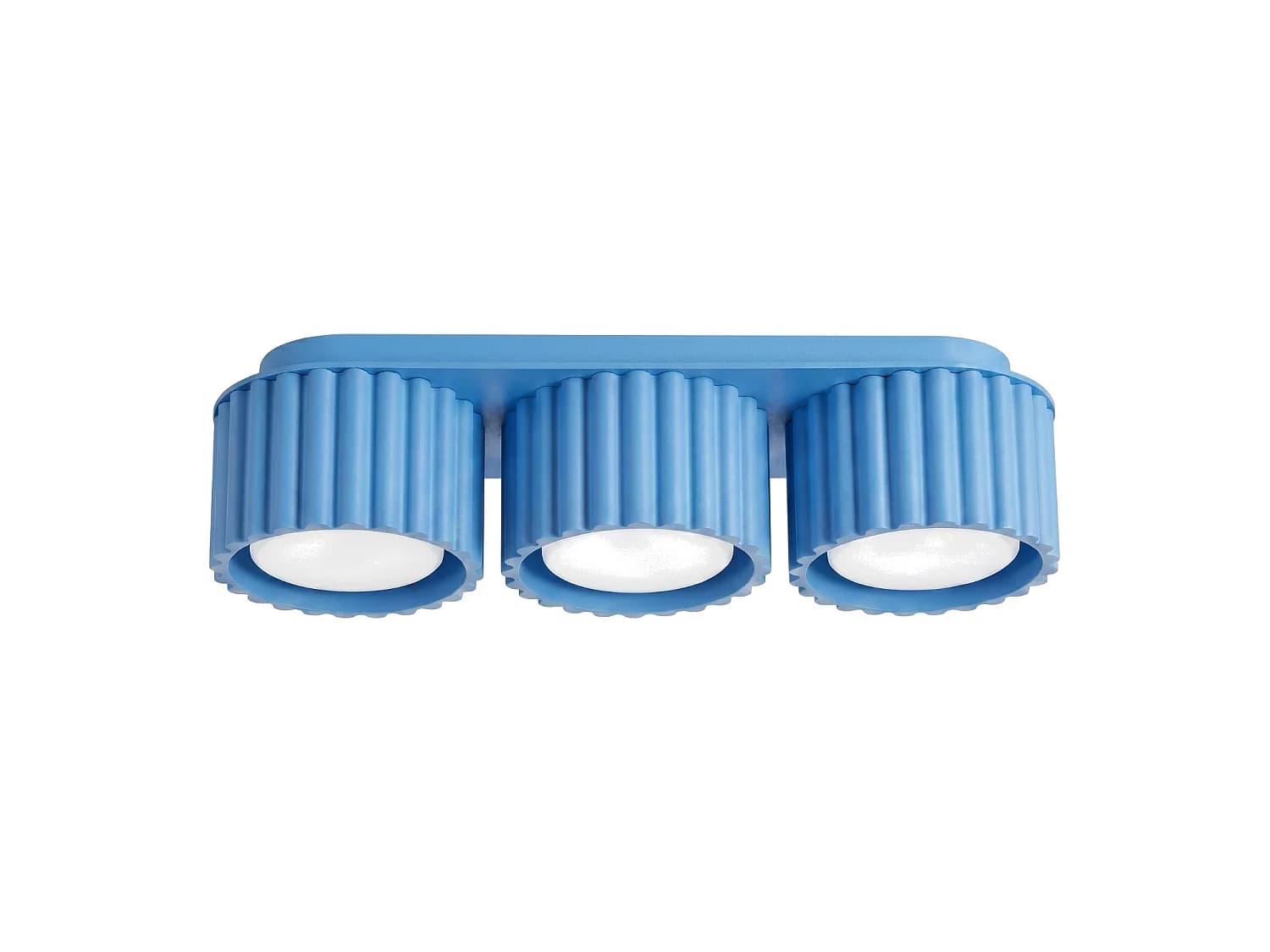 Plafonniers AURA minimaliste en aluminium - 3 sources lumineuses - L.32,5 x H.8 cm - bleu clair