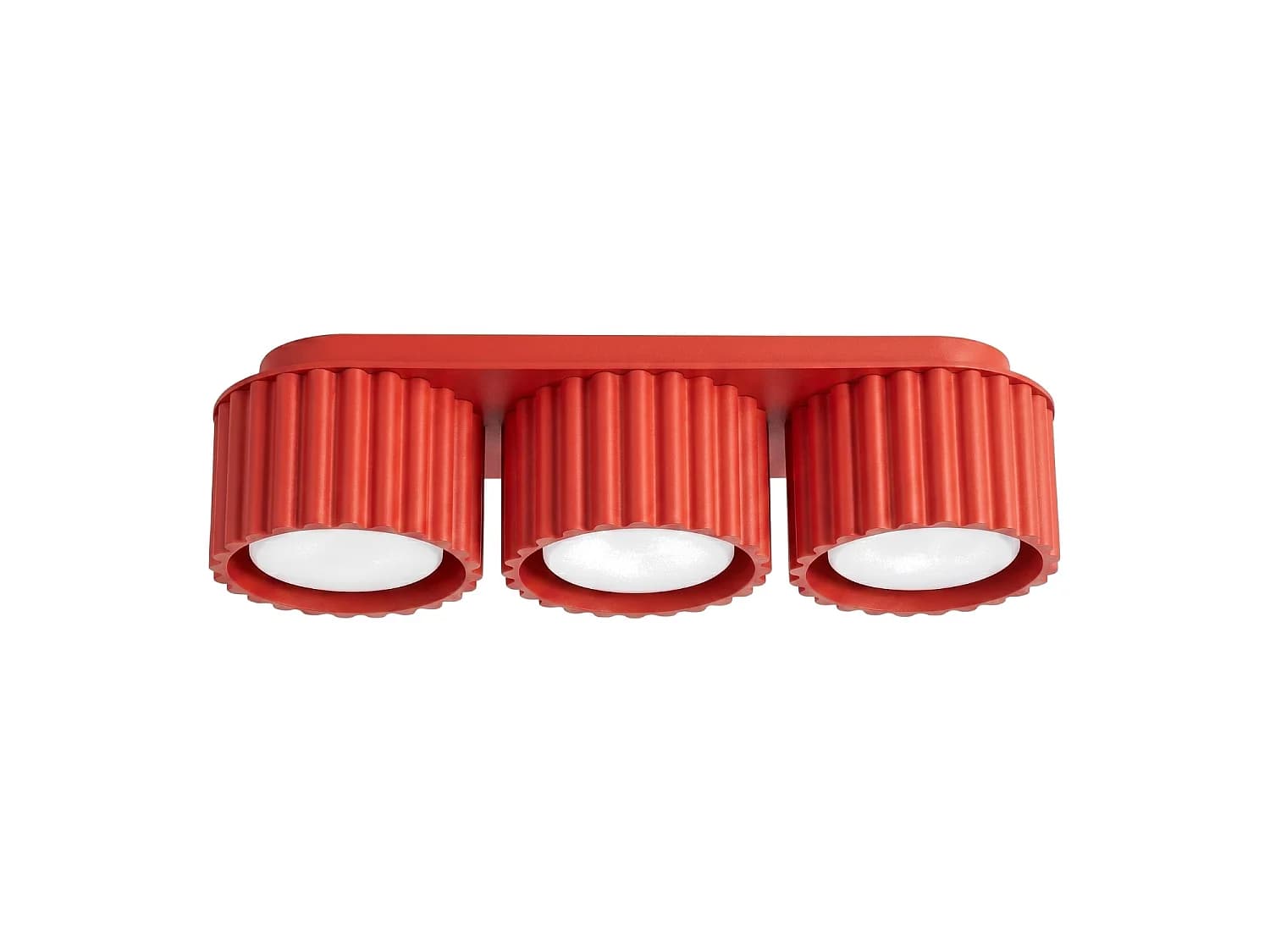 Plafonniers AURA minimaliste en aluminium - 3 sources lumineuses - L.32,5 x H.8 cm - rouge