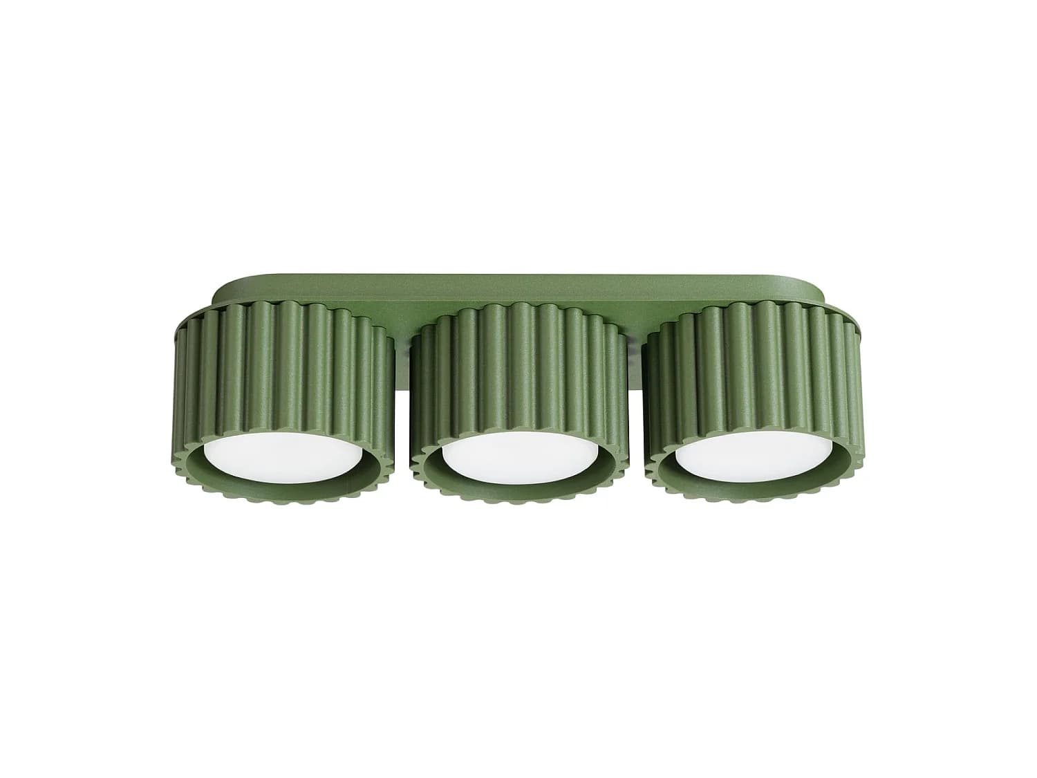 Plafonniers AURA minimaliste en aluminium - 3 sources lumineuses - L.32,5 x H.8 cm - vert olive