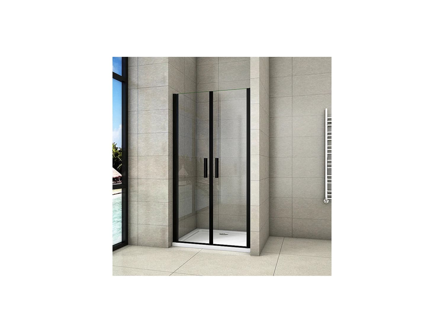 Porte de douche battante 100x200cm profilé noir mat Porte de douche Hauteur 200cm en 8mm verre securit anticalcaire