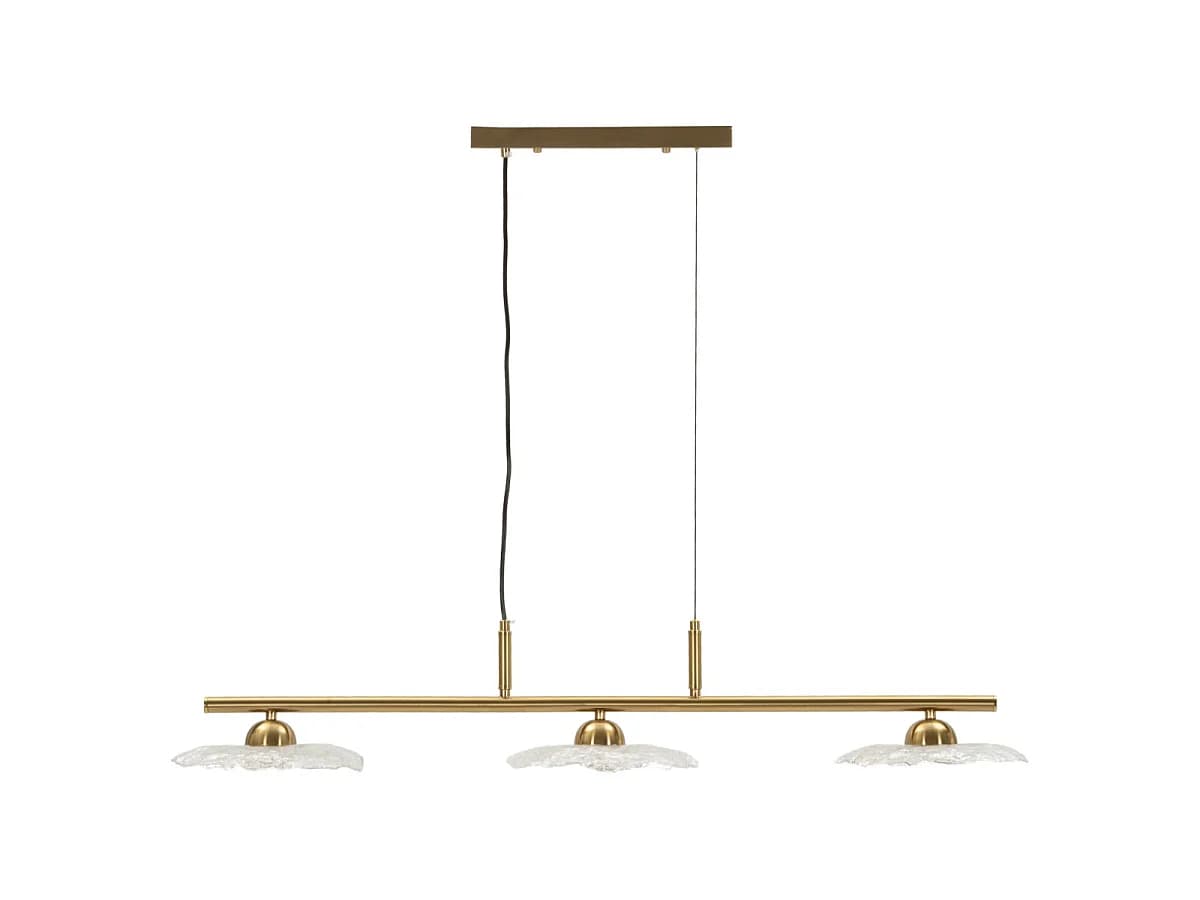 Suspension 3 Lumières "Emily" 100cm Or & Transparent