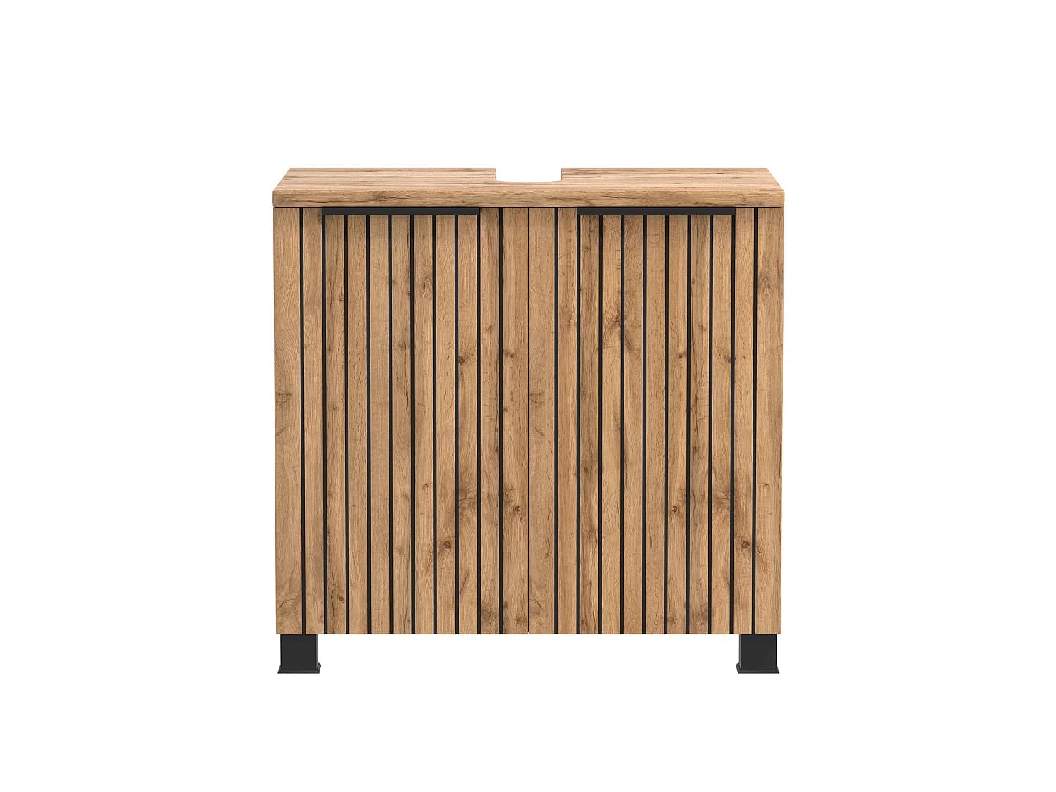 Meuble sous-vasque Held Möbel 60 cm Liverpool chêne Wotan / noir (gestreift) 60x54x35 cm