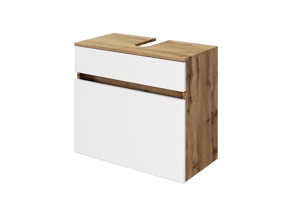 Meuble sous-vasque Held Möbel 60 Lucca blanc mat chêne Wotan 60x54x35 cm