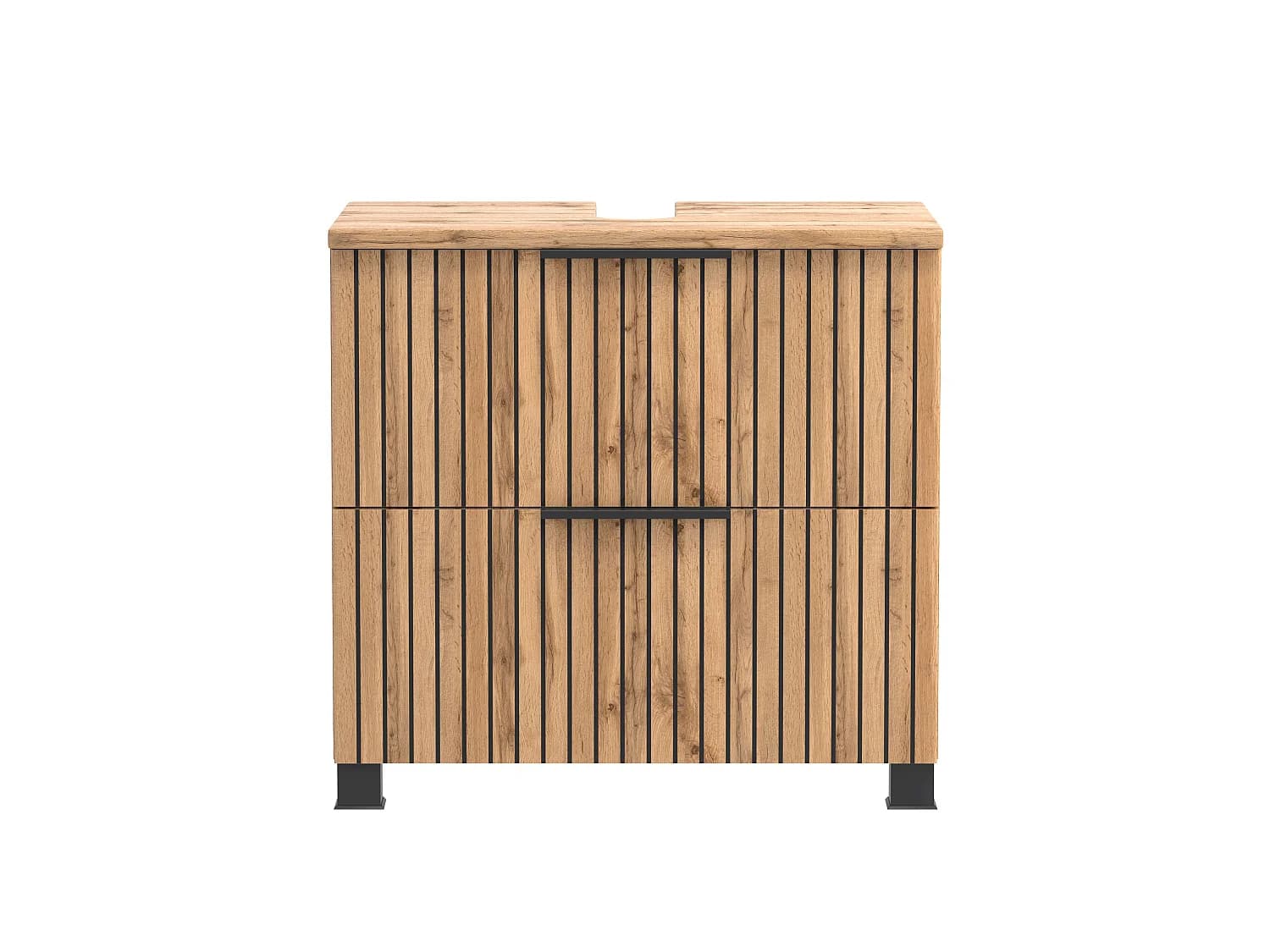 Meuble sous-vasque Held Möbel 60 cm Liverpool chêne Wotan / noir (gestreift) 60x54x35 cm