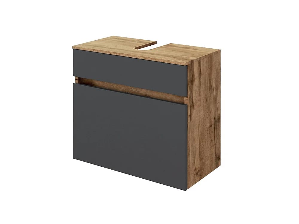 Meuble sous-vasque Held Möbel 60 Lucca gris mat chêne Wotan 60x54x35 cm