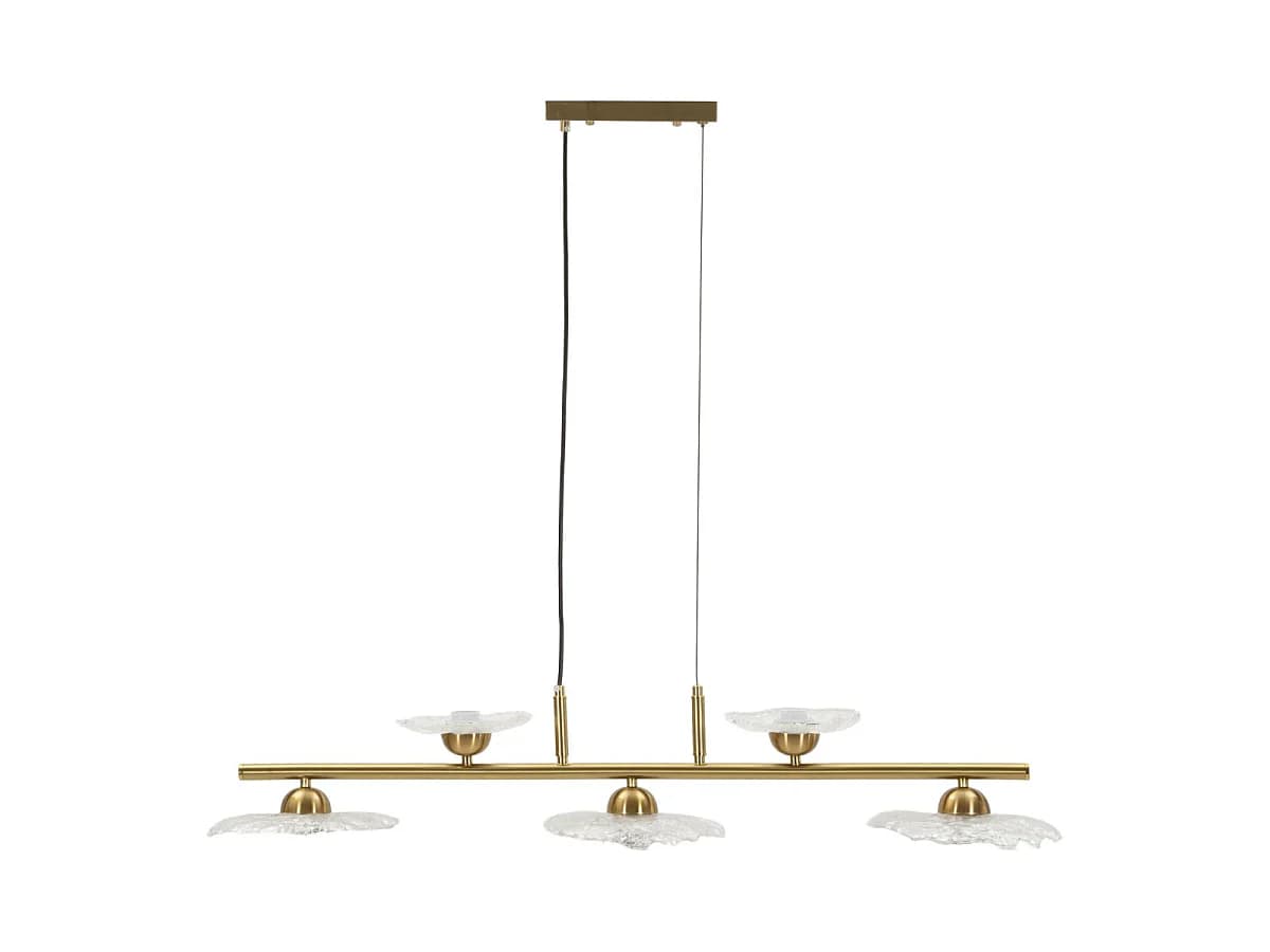 Suspension 5 Lumières "Emily" 100cm Or & Transparent