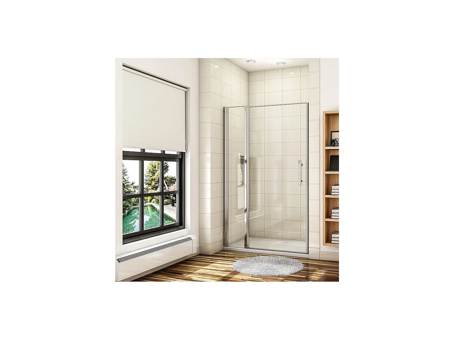 Porte de douche pivotante en 6mm verre securit anticalcaire porte de douche 130cm avec 1 élément fixe Hauteur 197cm