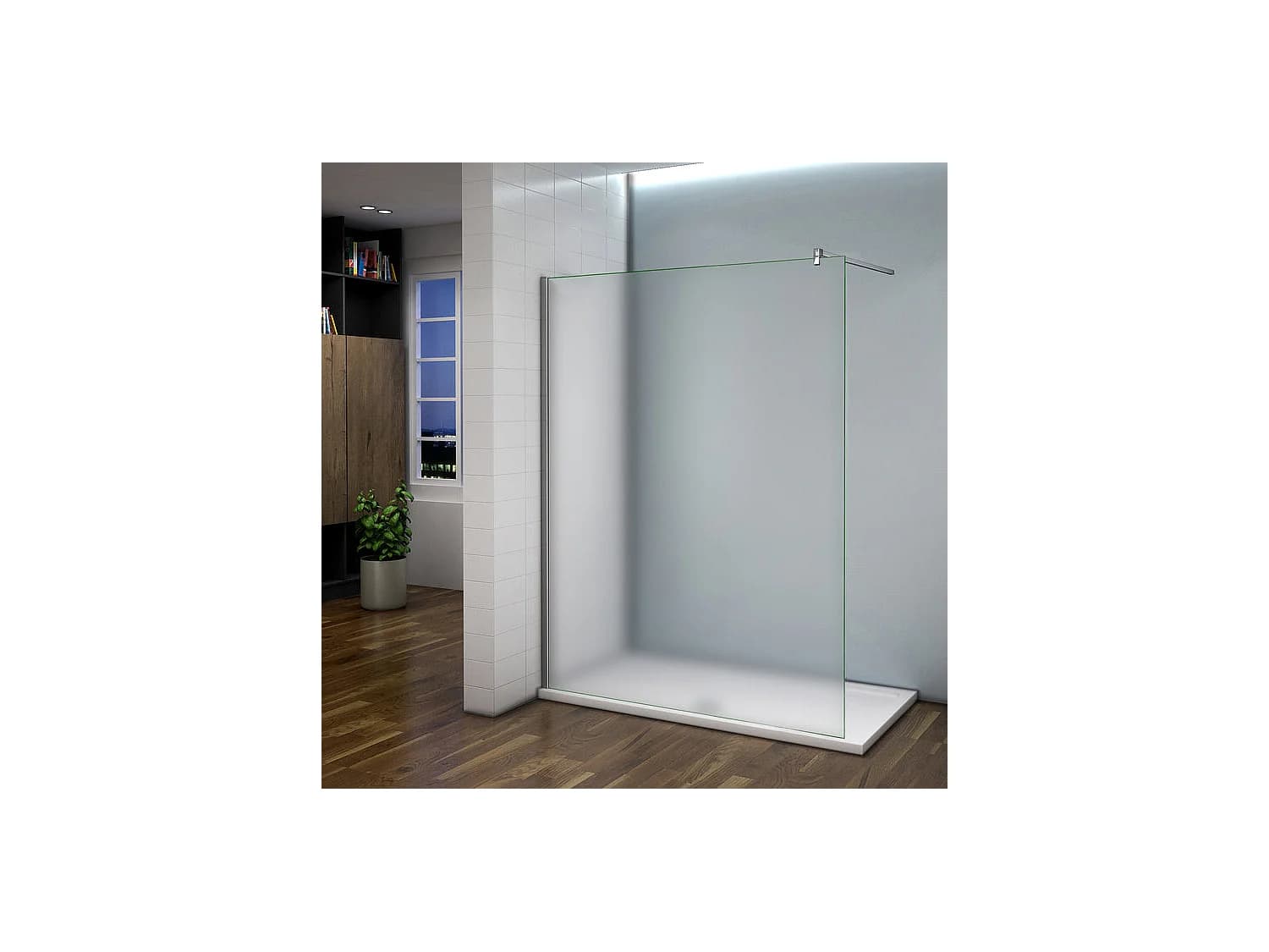 Paroi de douche à l'italienne 120x200cm - 8mm verre trempé sablé - Avec barre de fixation 90cm en carré