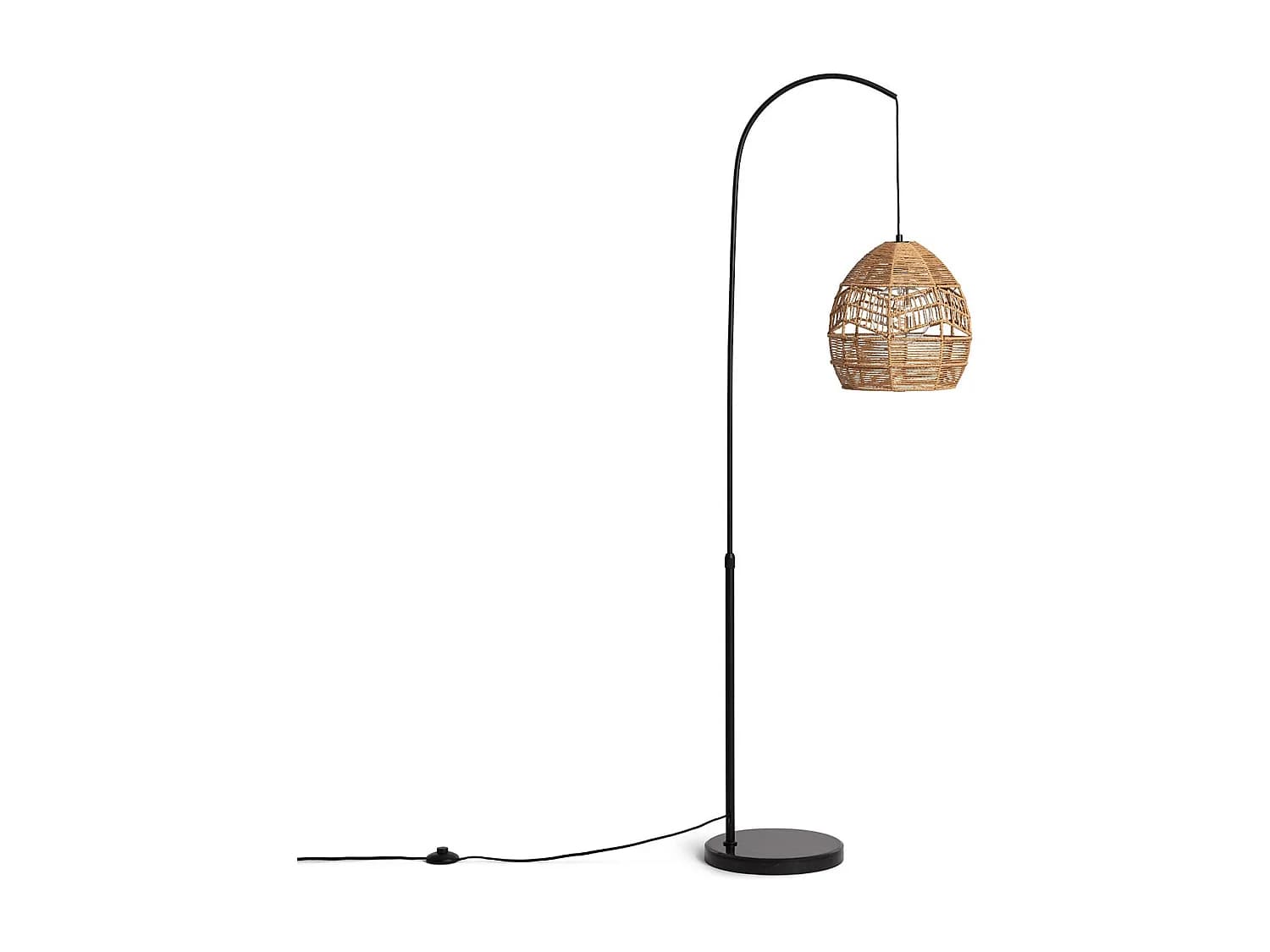 Lampadaire Métal et Papier Tressé Beyawo Naturel