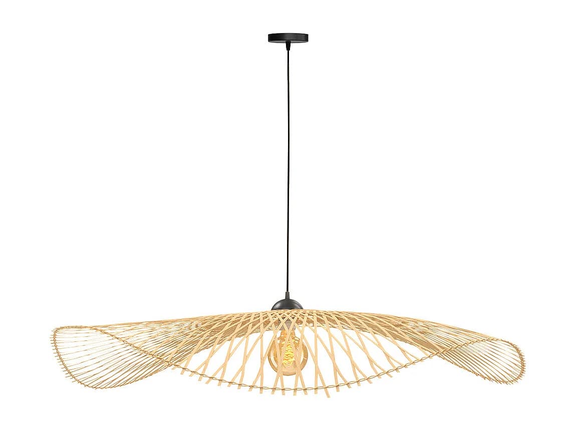 Suspension D100 cm en bambou avec fil noir - Jipi
