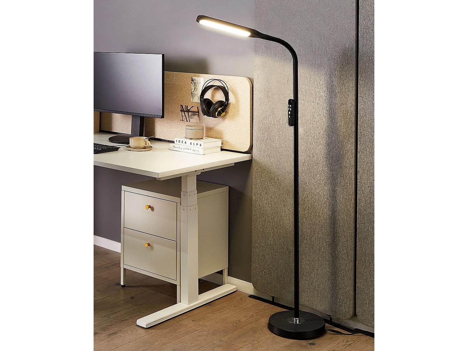 Lampadaire LED ARIES Avec variateur Métal Noir