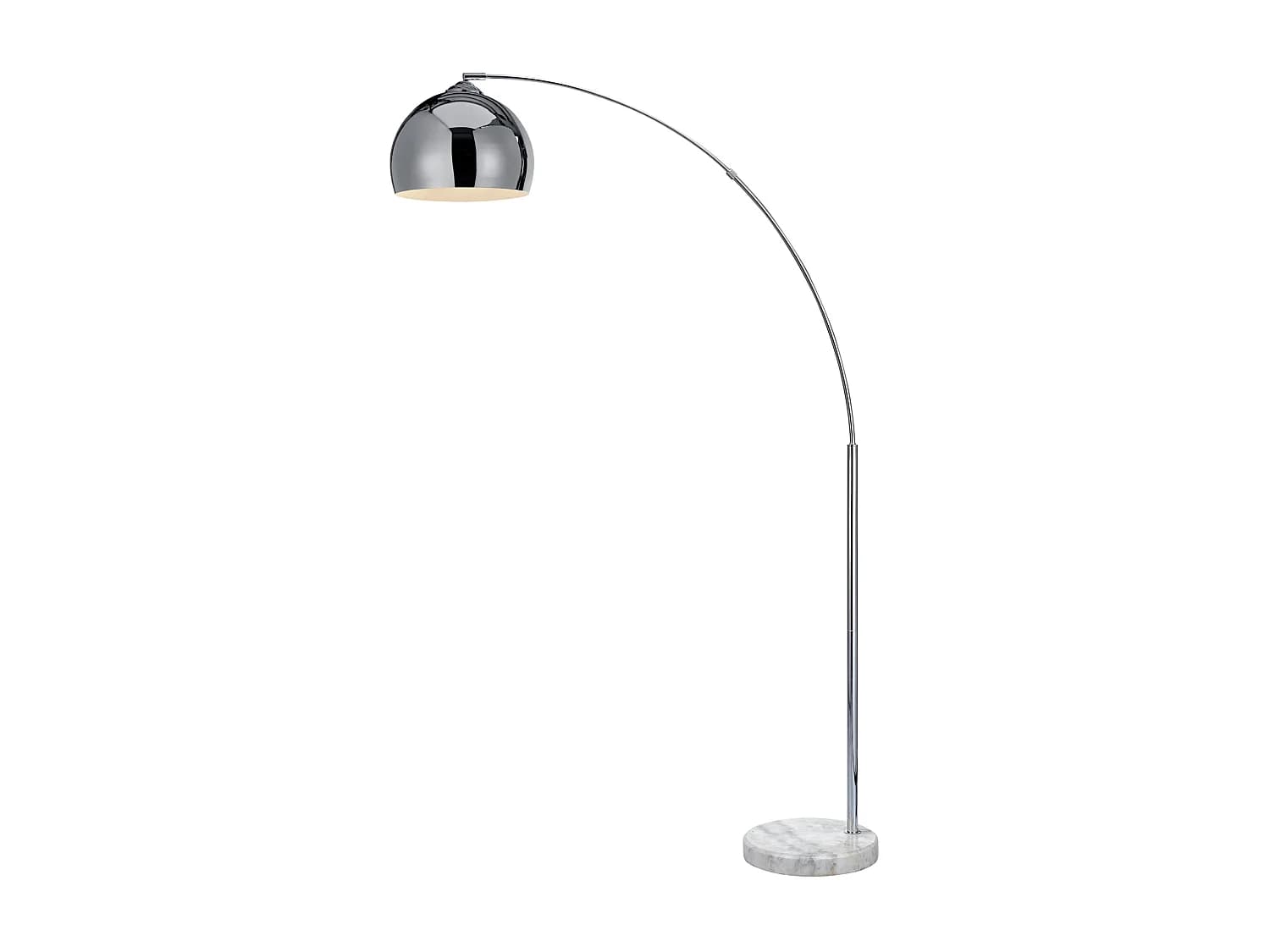 Lampadaire Arquer arc lampe de salon abat-jour chromé pied marbre blanc