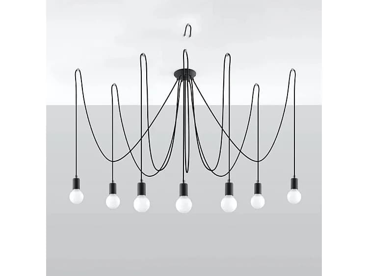 Sollux EDISON Suspension à 7 grappes de lumière noire, E27