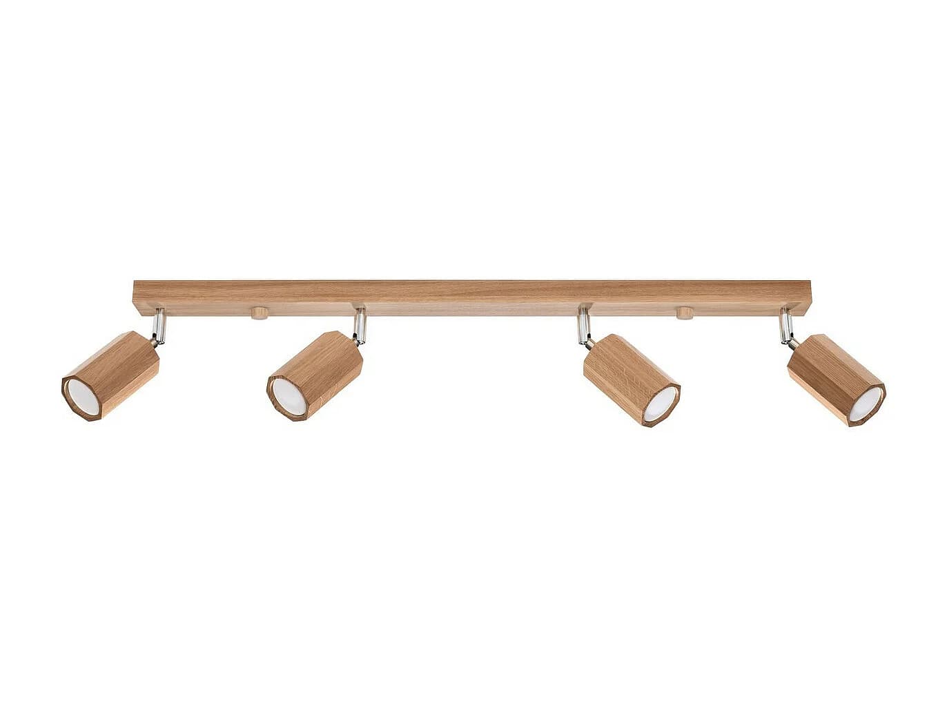 Sollux Lighting Zeke Barre de spots de plafond octogone en chêne, bois, 4x GU10