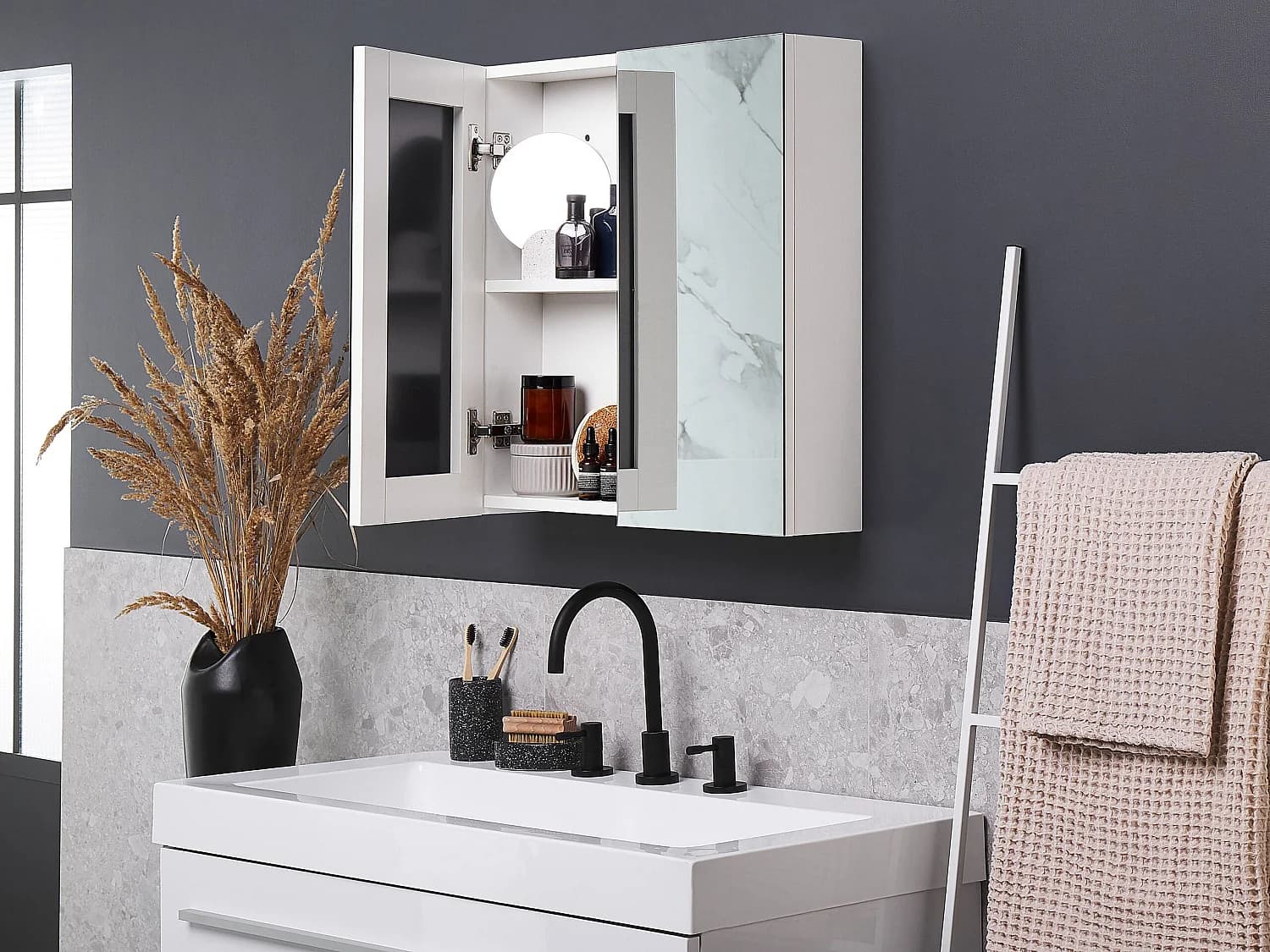 Armoire de toilette murale NAVARRA 60 cm 60 cm Blanc