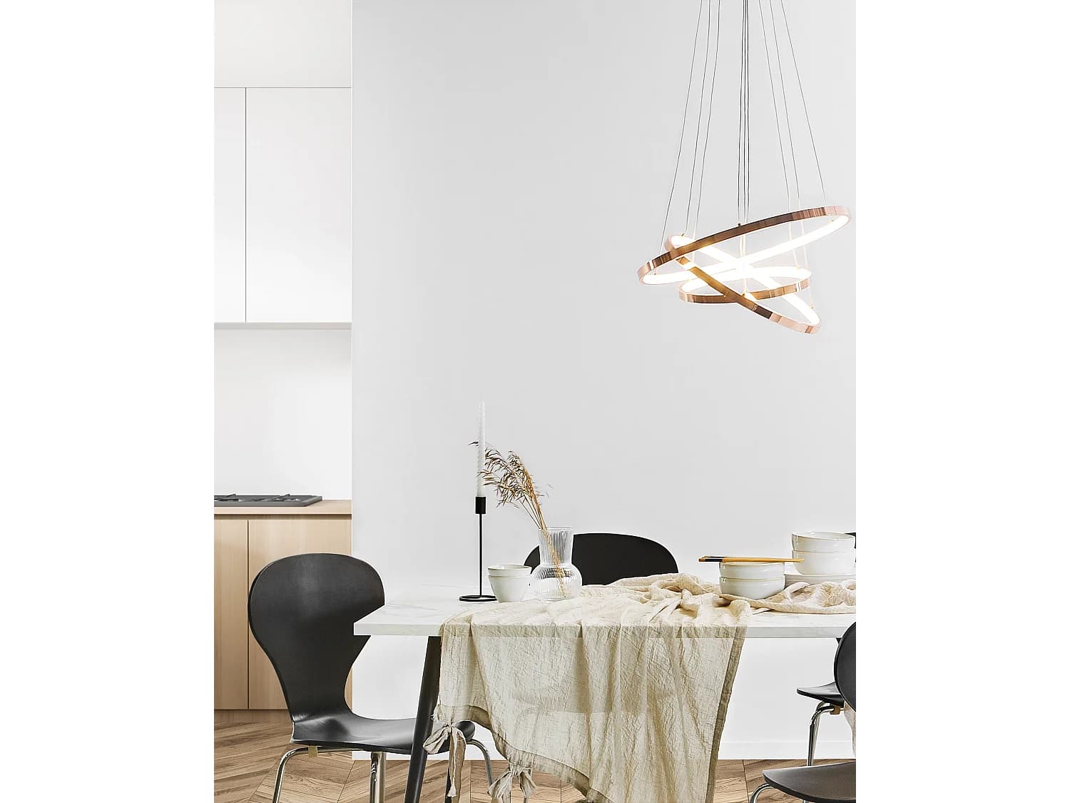 Lampe LED suspendue ATREK Métal Rose doré