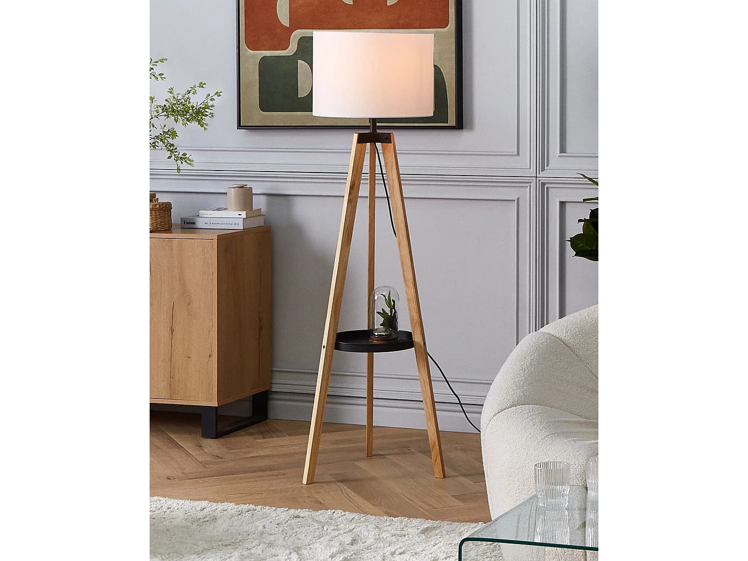 Lampadaire BLUFF Bois de pin Blanc
