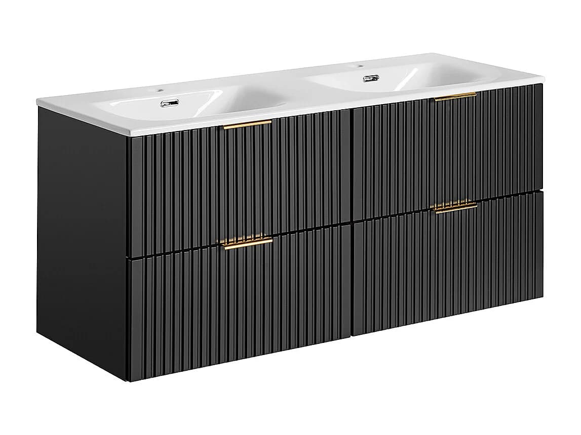 Meuble double vasque encastrée 120cm Adriel Noir