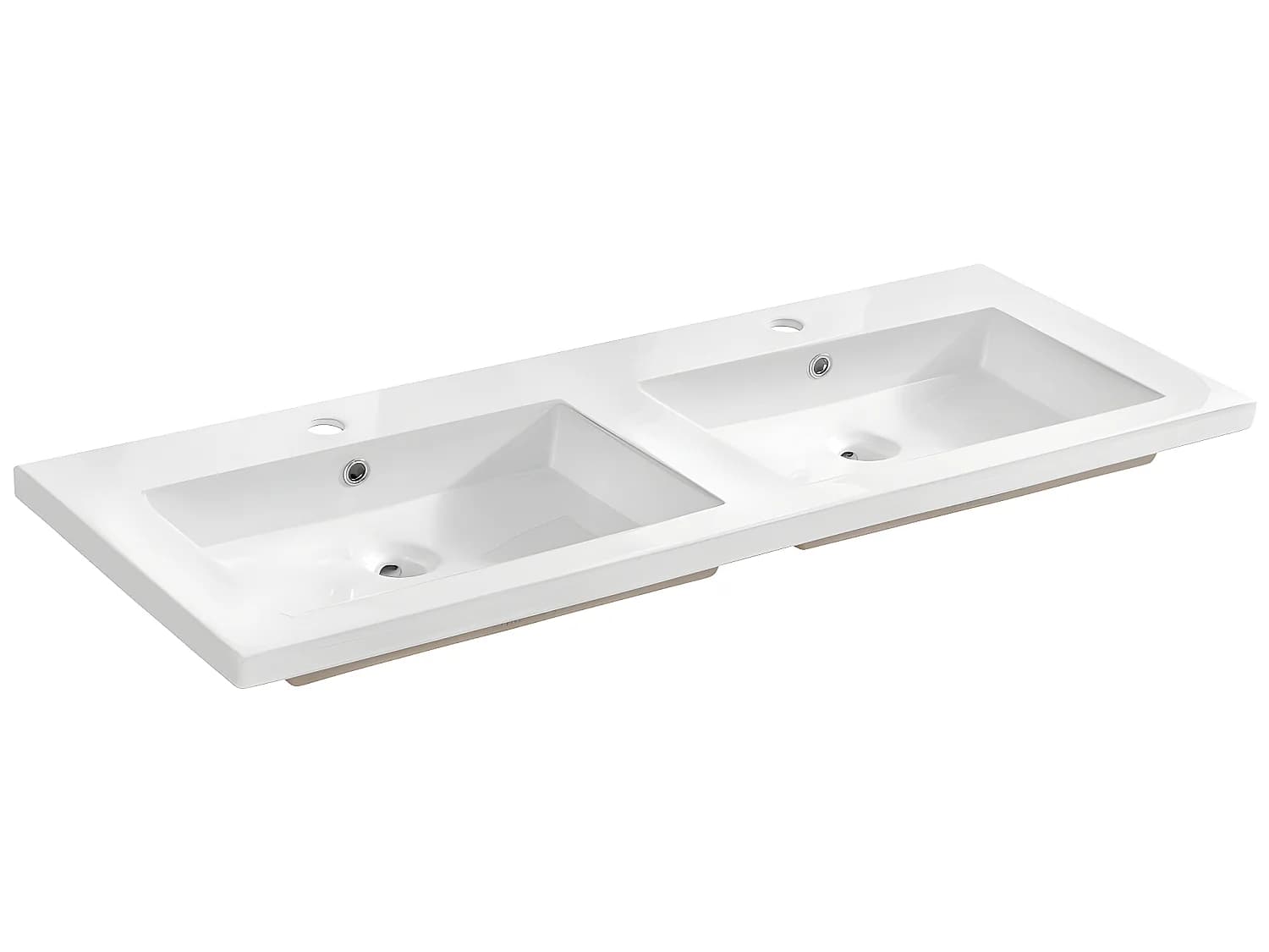 Double lavabo blanc à 2 trous en céramique - rectangulaire - 120 x 46 cm - SPIRIT