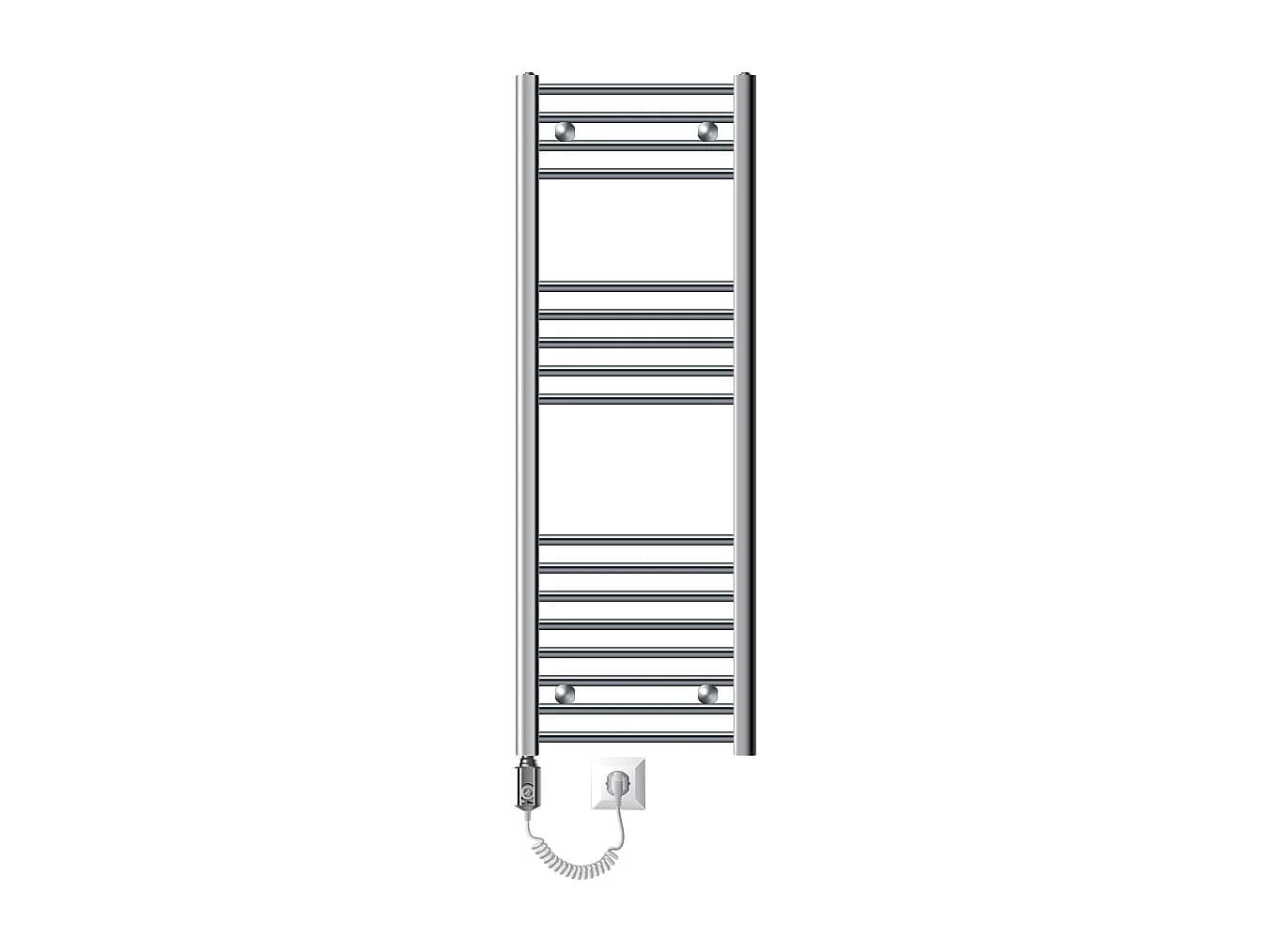 ECD Germany Radiateur sèche-serviettes électrique avec résistance 900W - 400 x 1200 mm - Chrome - droit avec raccordement latéral - Sèche serviettes