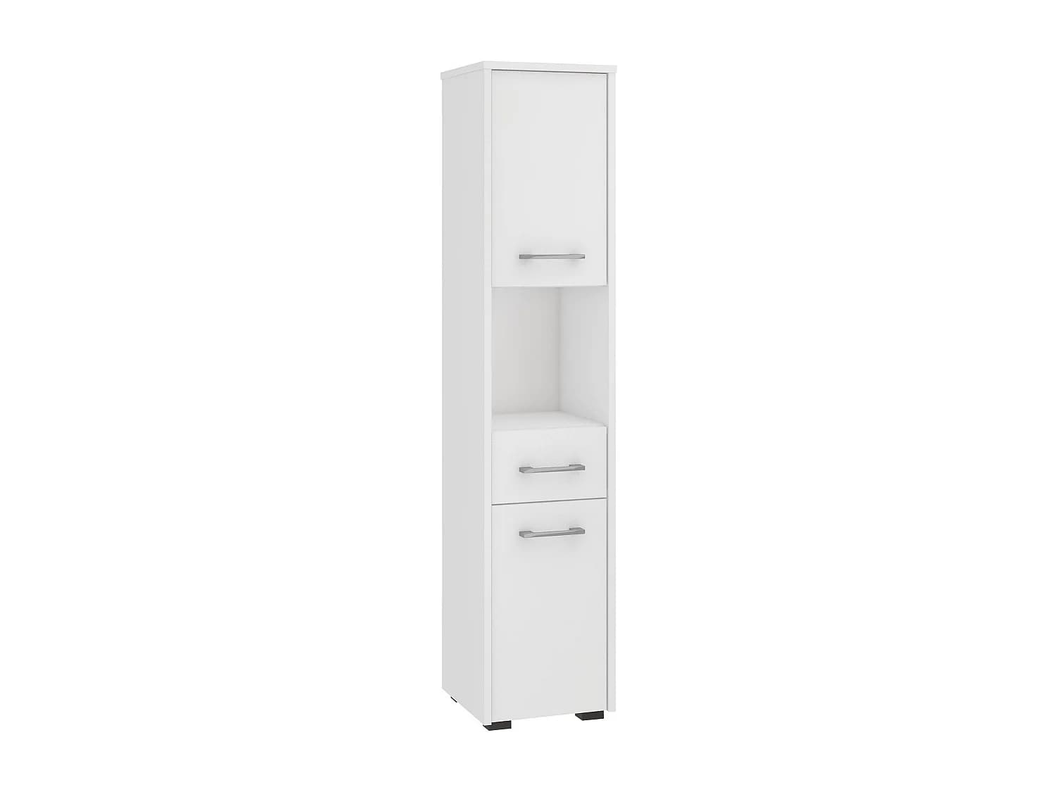 Colonne salle de bains AKORD FIN Blanche 30 cm 2 portes 1 tiroir façade Blanche 5 étagères 30x30x140 cm