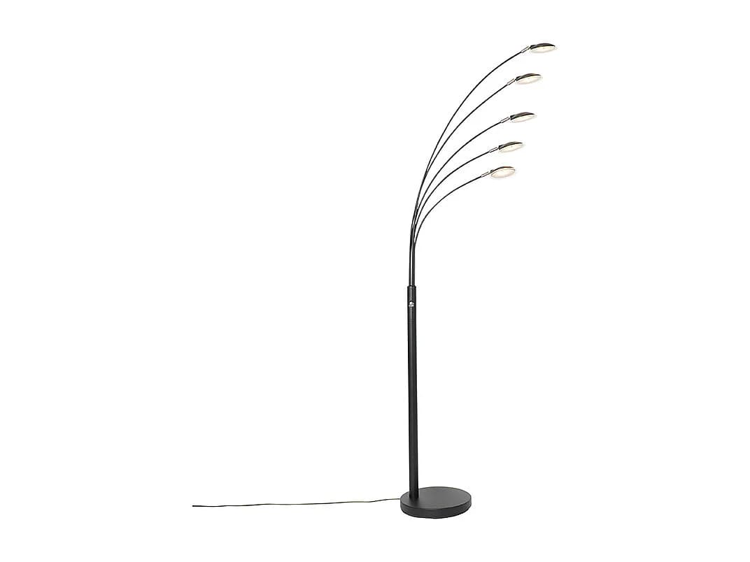 Lampadaire design noir avec LED dimmable 5 lumières - Sixties Trento
