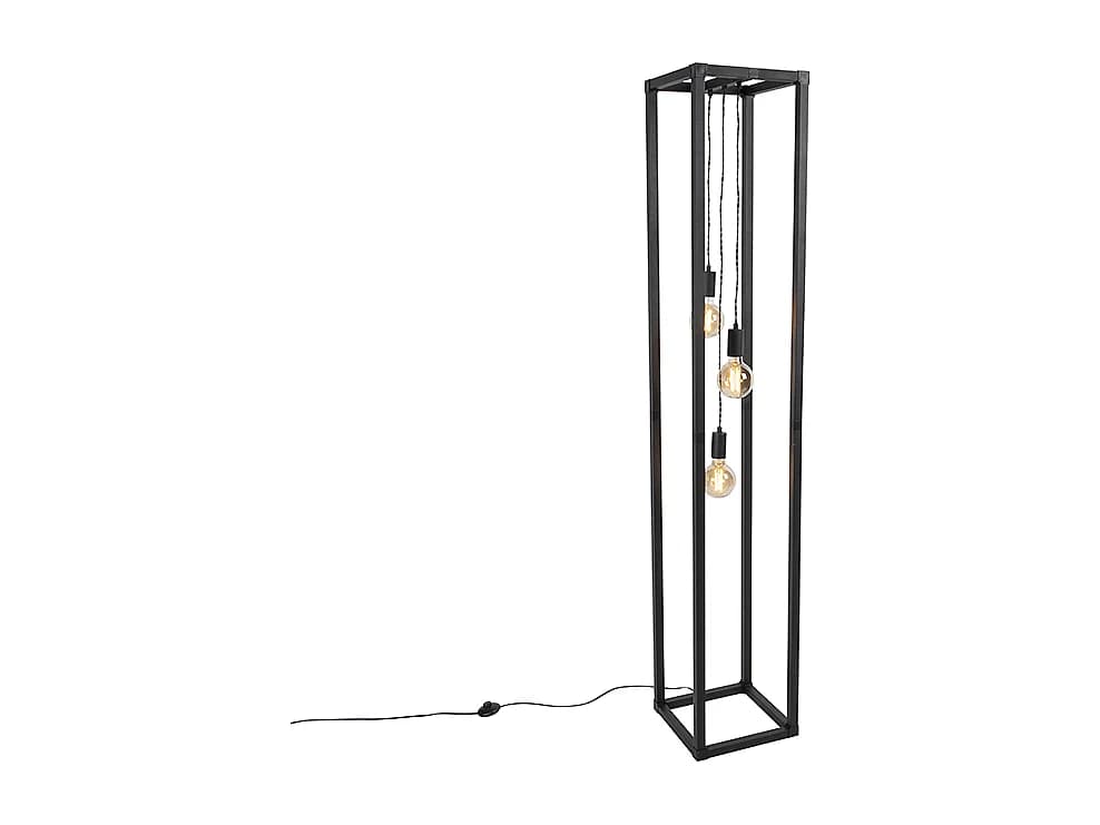 Lampadaire industriel noir 3 lumières - Big Cage