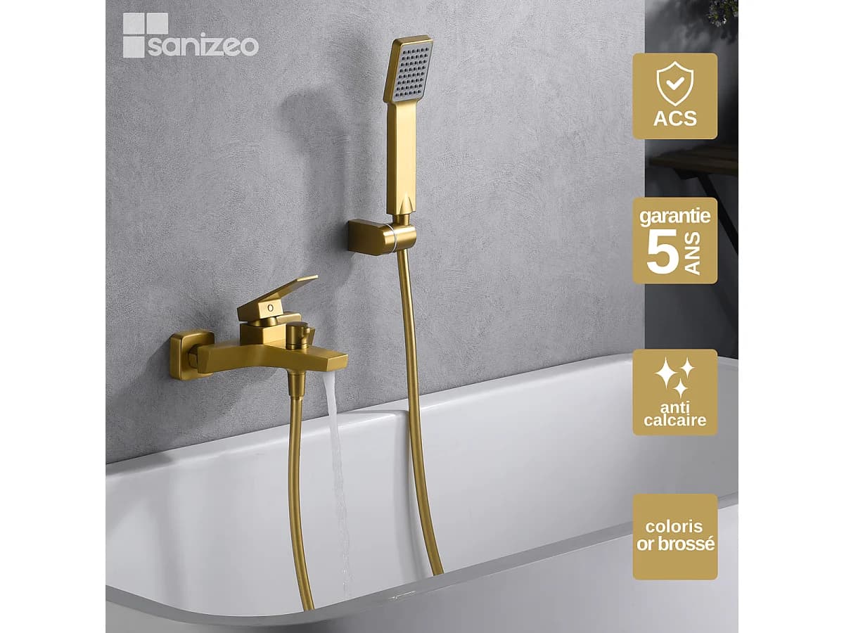 Ensemble Bain/Douche Anti-Calcaire Or Brossé ART BDAR025-4OC